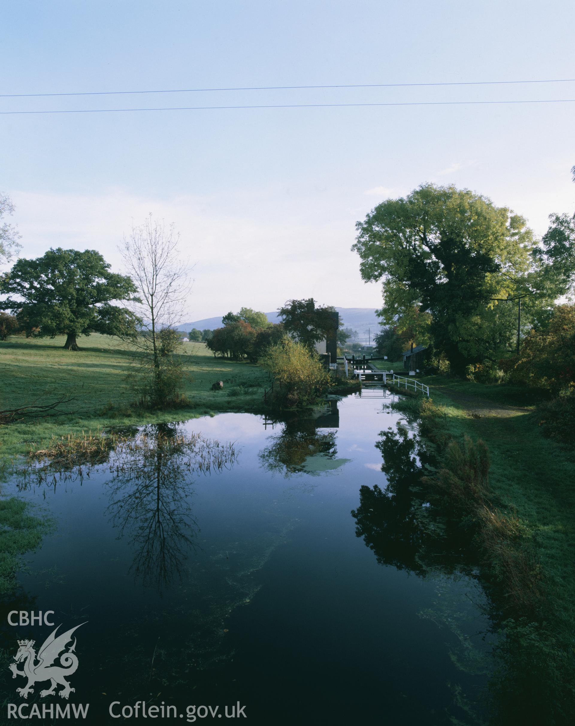 Colour transparency of Carreghofa Locks on Montgomeryshire Canal, taken by RCAHMW 1981