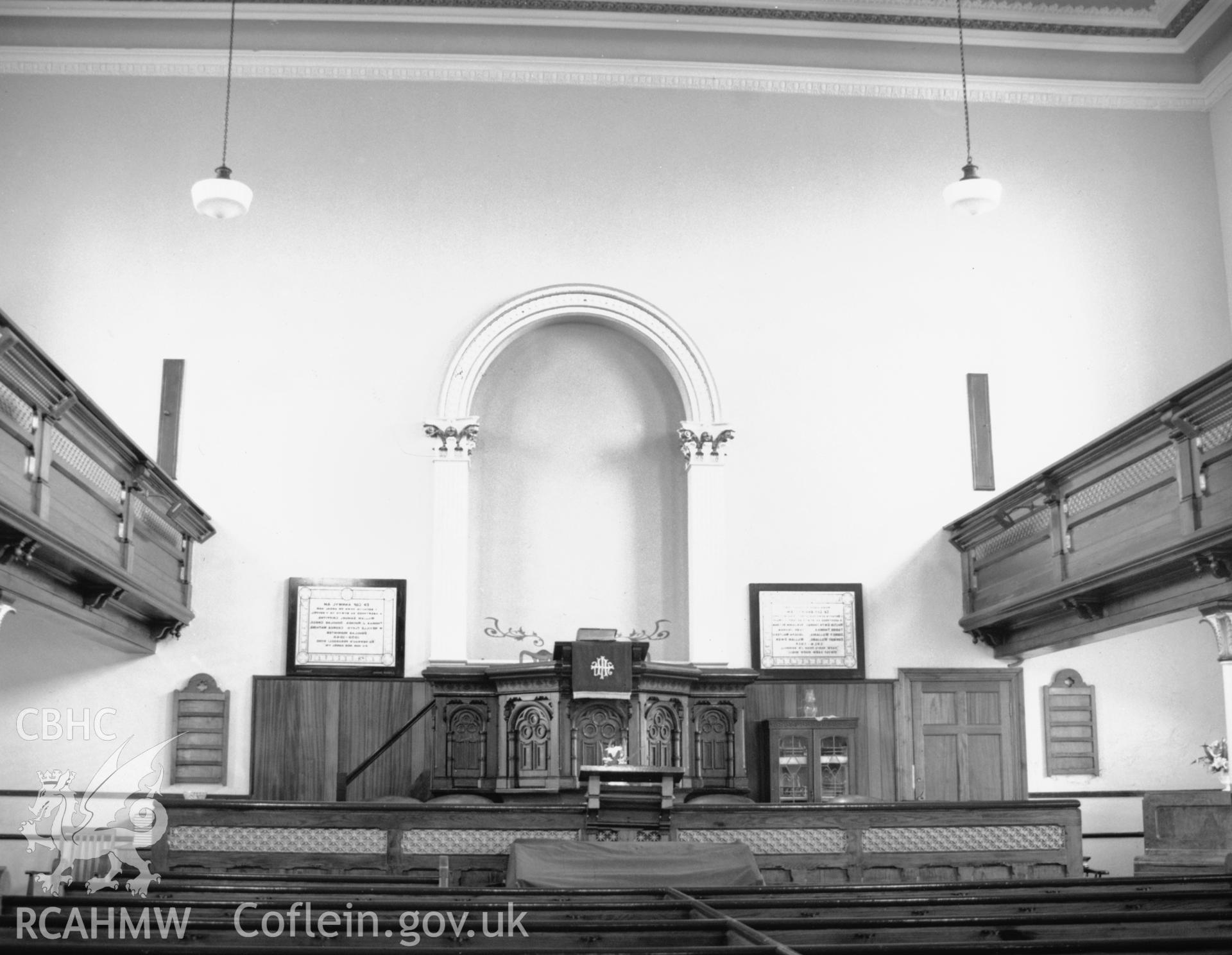 Interior view of Ebenezer Chapel, Llansamlet. Original held by West Glamorgan Archive Service.