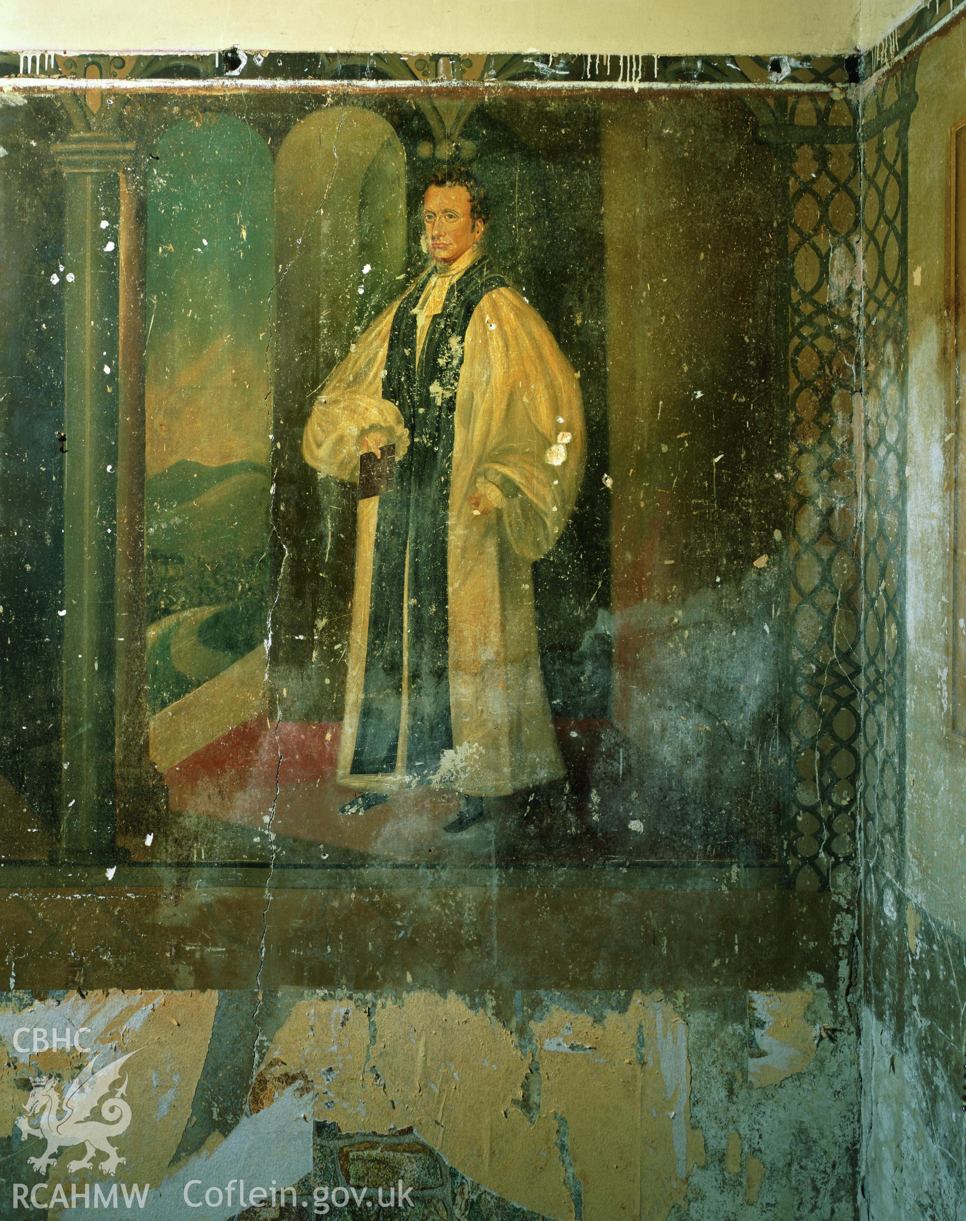 RCAHMW colour transparency showing the clergyman painting at Elwy Bank, St Asaph, photographed by Iain Wright, November 2003.