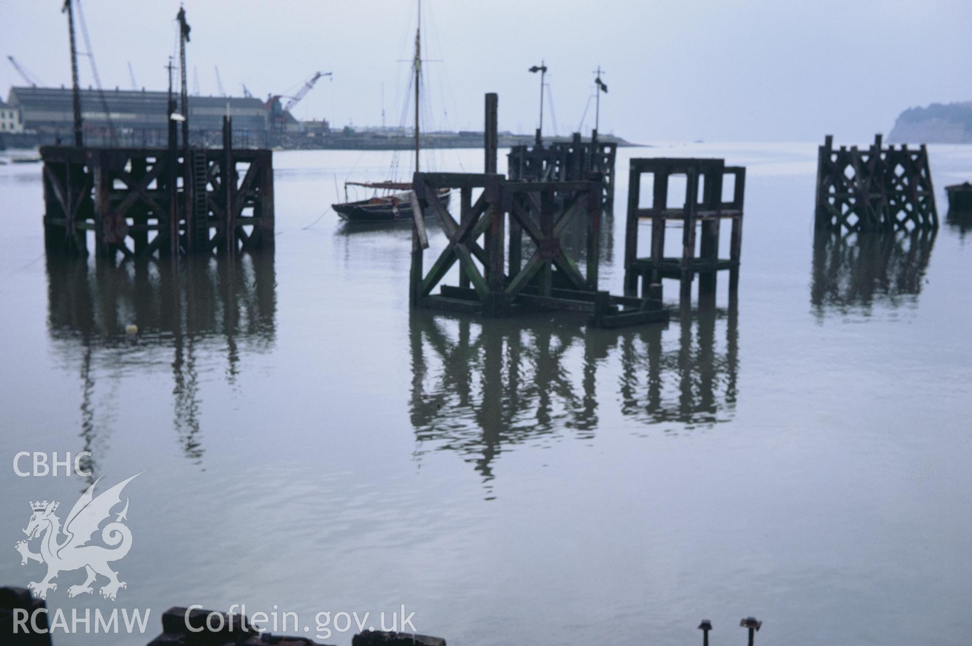 35mm colour slide showing  'dolphins' at Cardiff Docks, Cardiff, Glamorgan by Dylan Roberts.