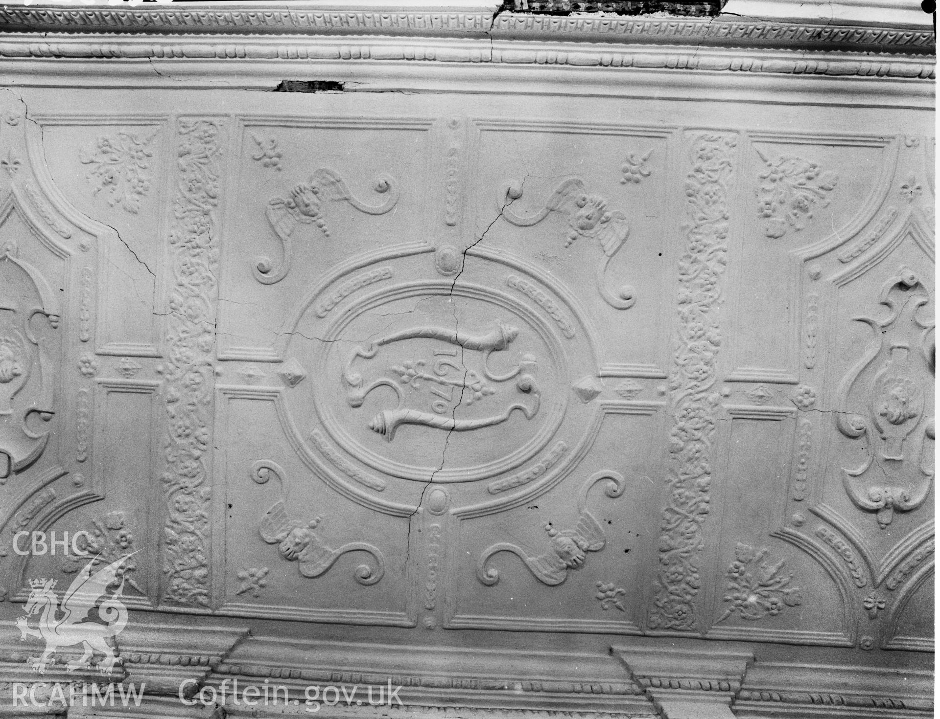 Interior, detail of ceiling in south room
