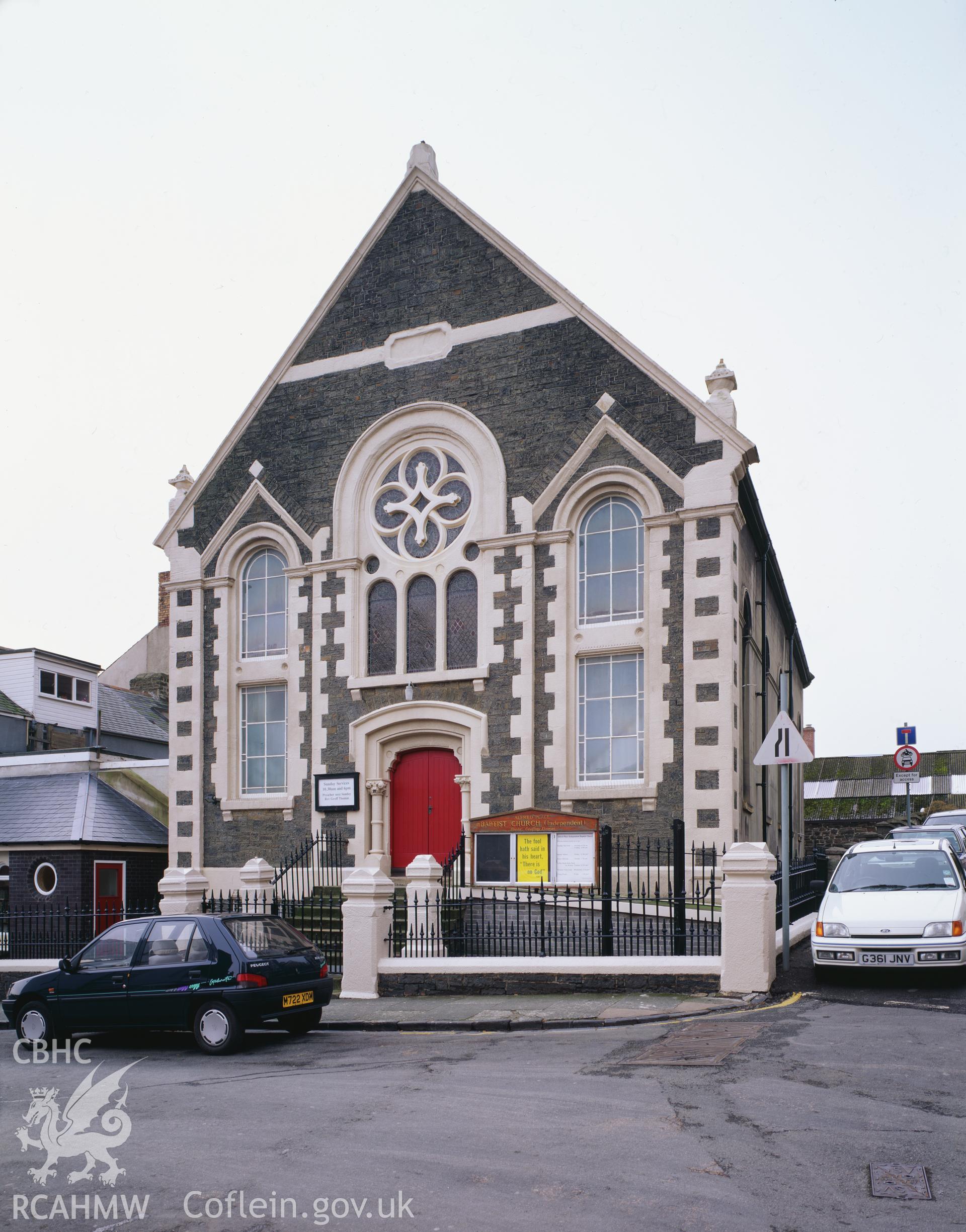 RCAHMW colour transparency showing the English Baptist Church, Aberystwyth taken by I.N. Wright, 1997