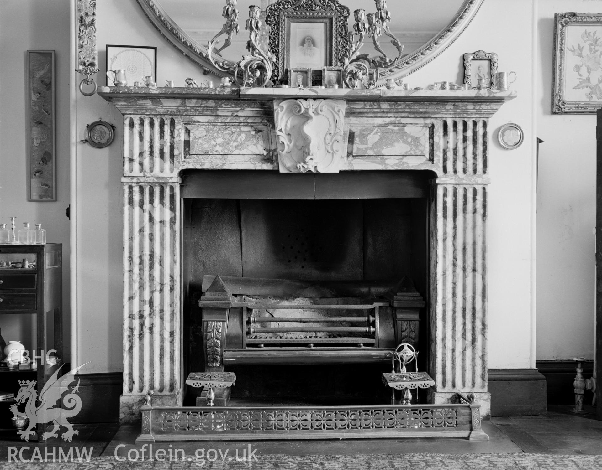 Interior view showing fireplace