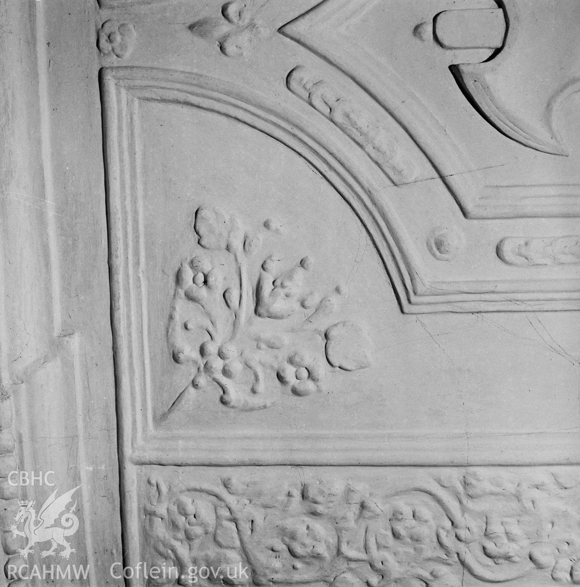 Interior, detail of ceiling in south room
