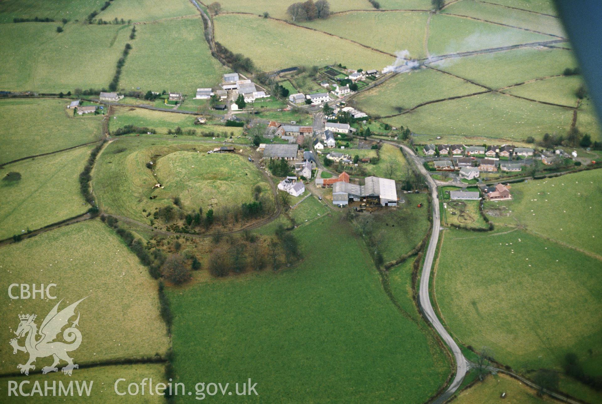 RCAHMW colour slide oblique aerial photograph of Painscastle, taken by CR Musson on 07/12/88