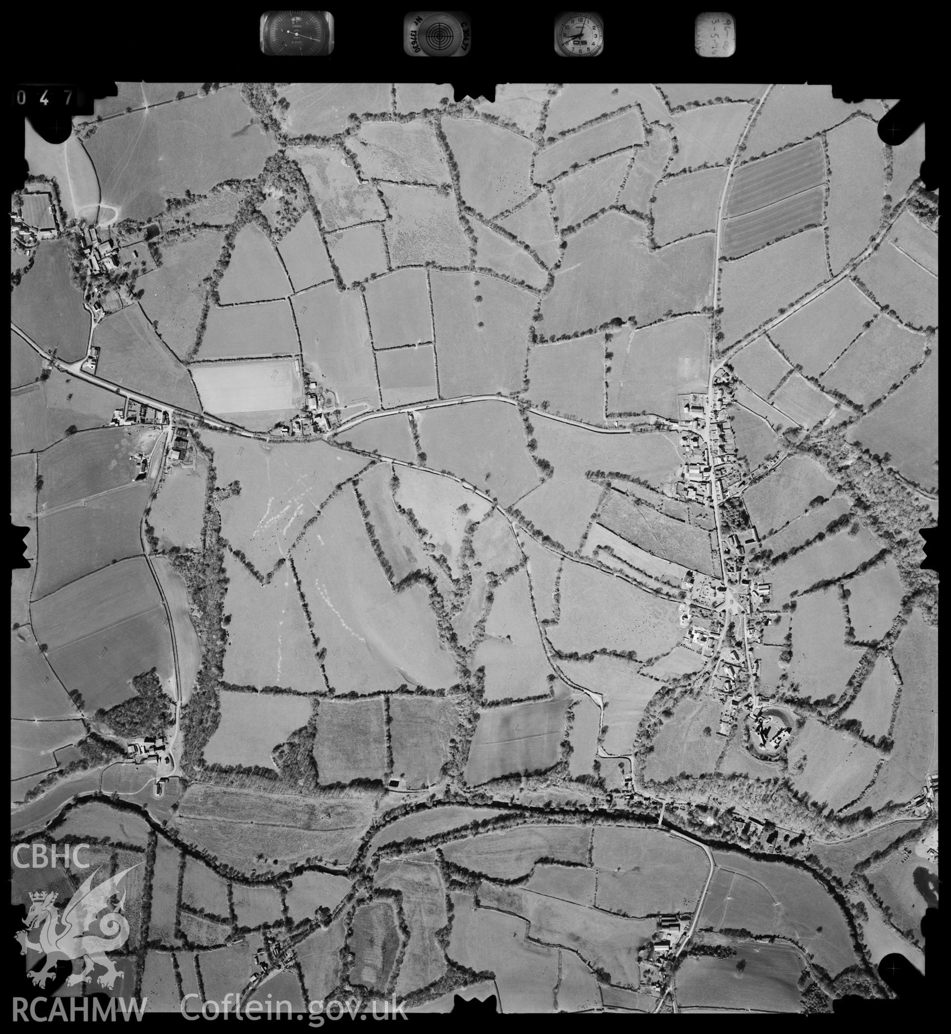 Digitized copy of an aerial photograph showing Llawhaden area, taken by Ordnance Survey, 1996