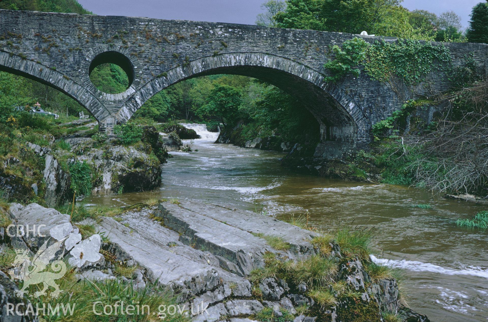 Colour 35mm slide of Cenarth Bridge, Carmarthenshire, by Dylan Roberts.