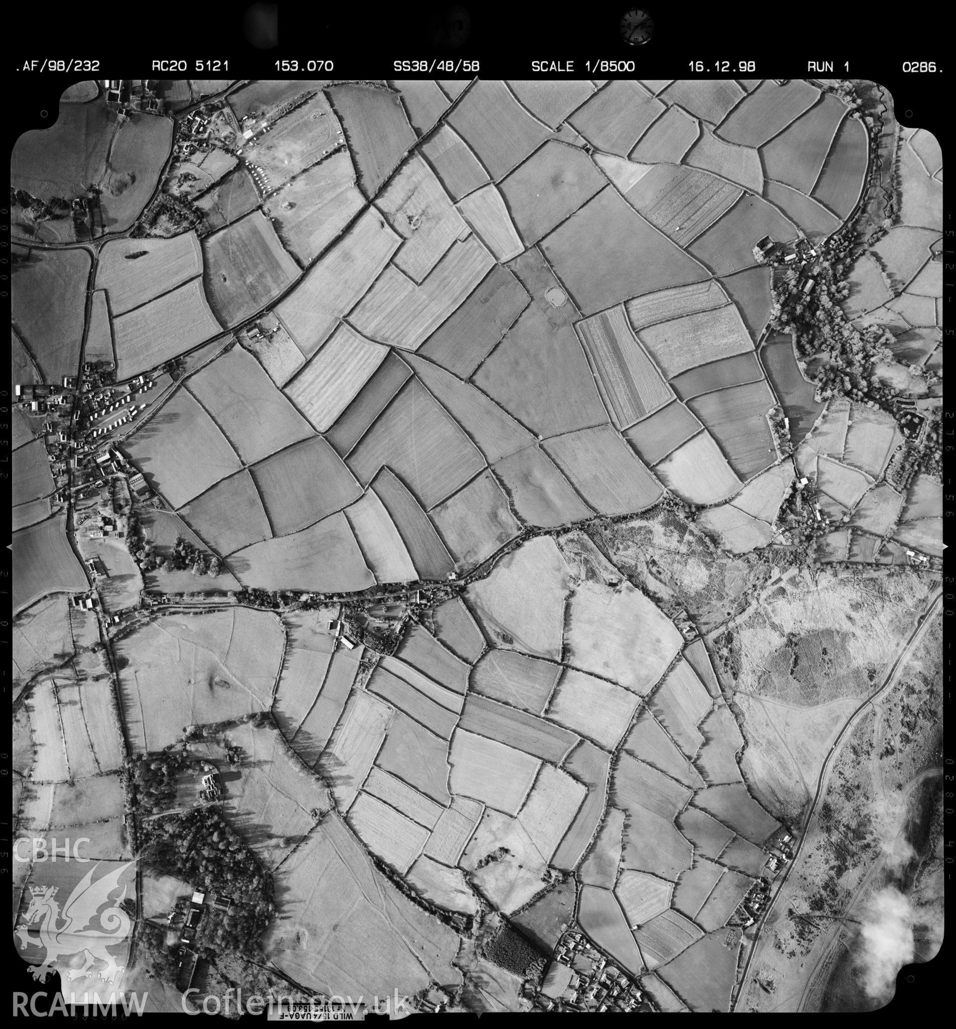 Digitized copy of an aerial photograph showing Knelston area, Gower, taken by Ordnance Survey, 1998.