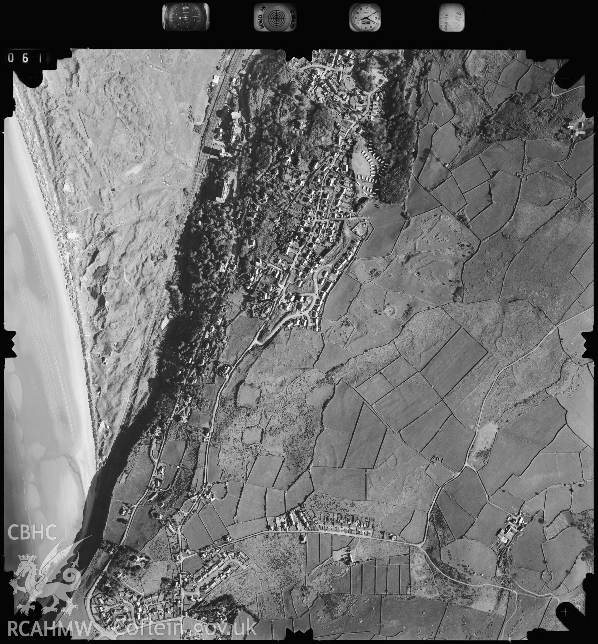 Digitized copy of an aerial photograph showing Harlech area, taken by Ordnance Survey, 1991.