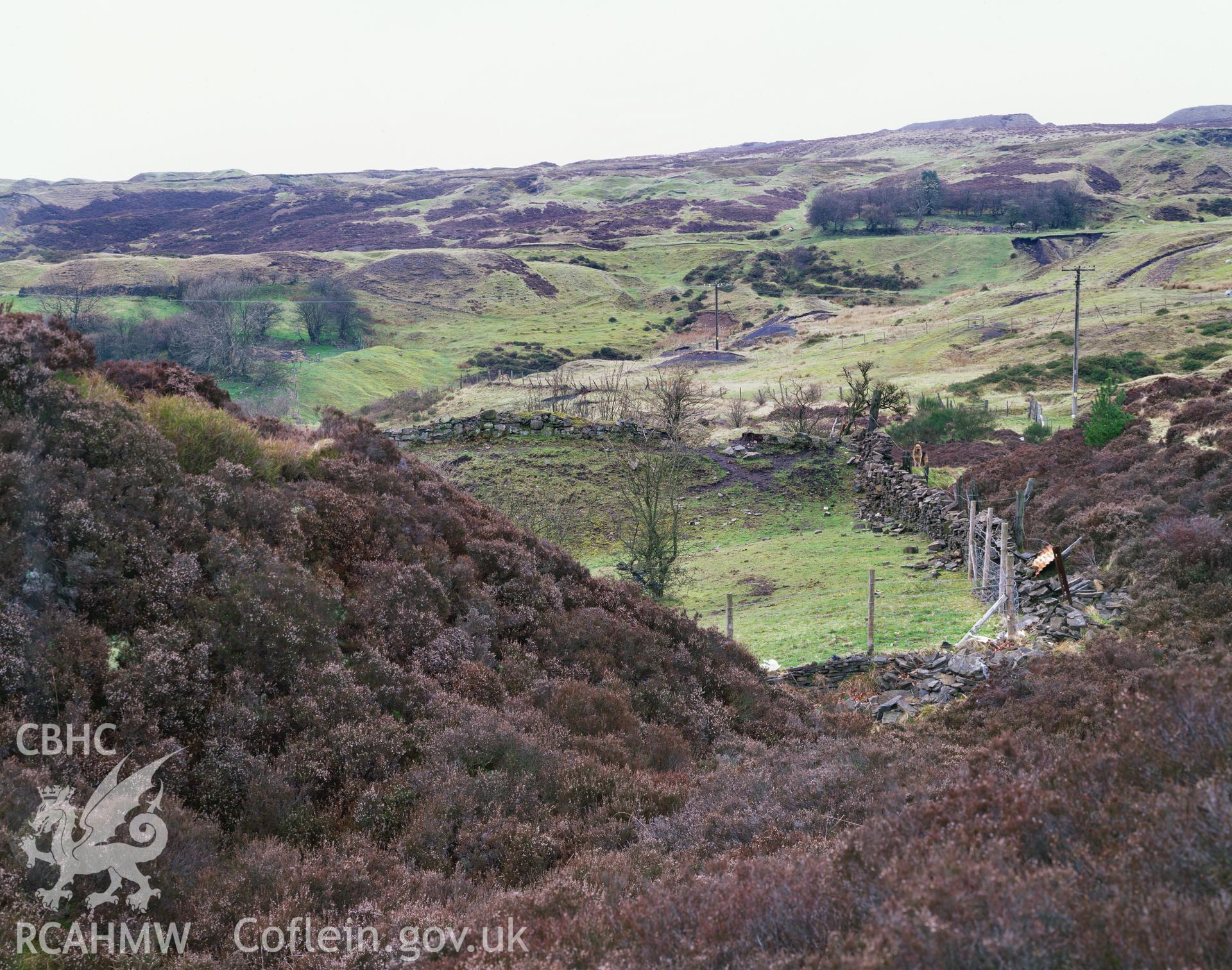 RCAHMW colour transparency showing view of coal and iron ore workings to the west of Abergavenny Road, Blaenavon taken by I.N. Wright, 1999