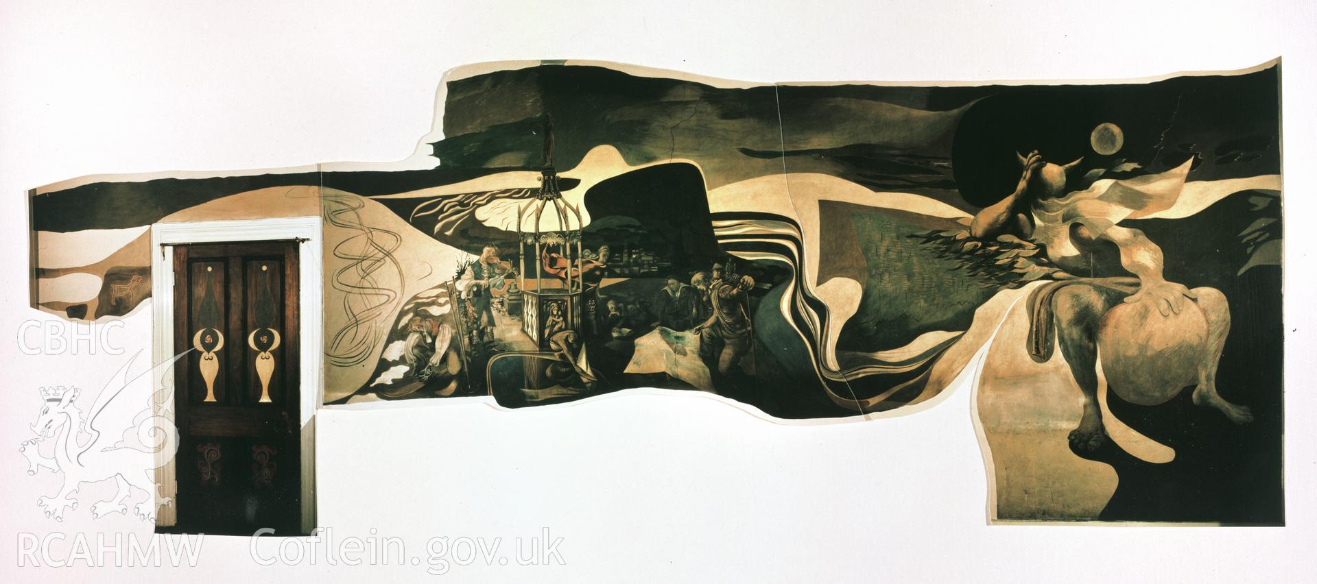 RCAHMW colour transparency showing the Ceri Richards mural at British Council Office, Cardiff. Dated 1950.