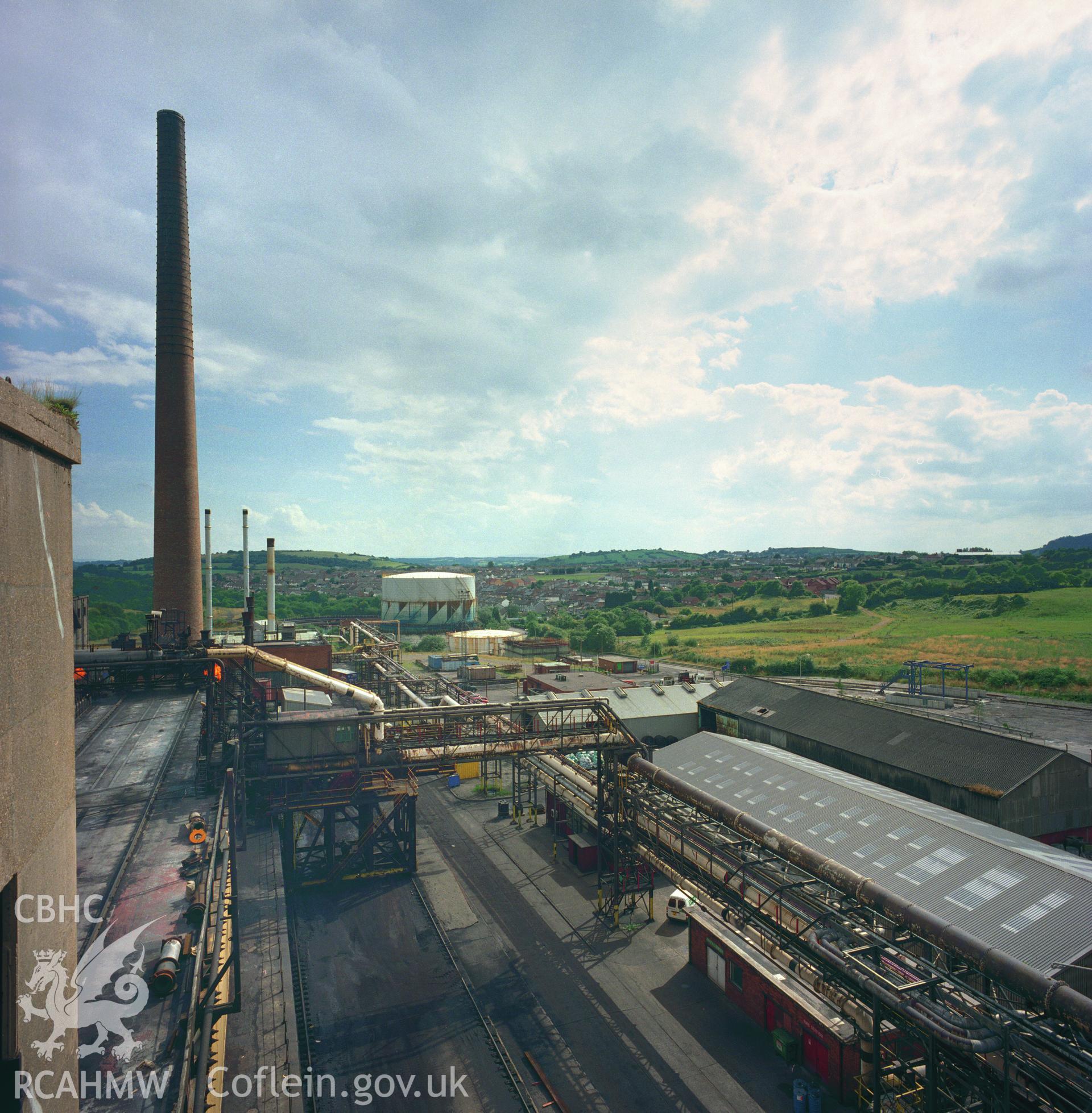 Colour transparency showing  view of Cwm Coking Works, Llantwit Farde, produced by Fleur James, 2005.
