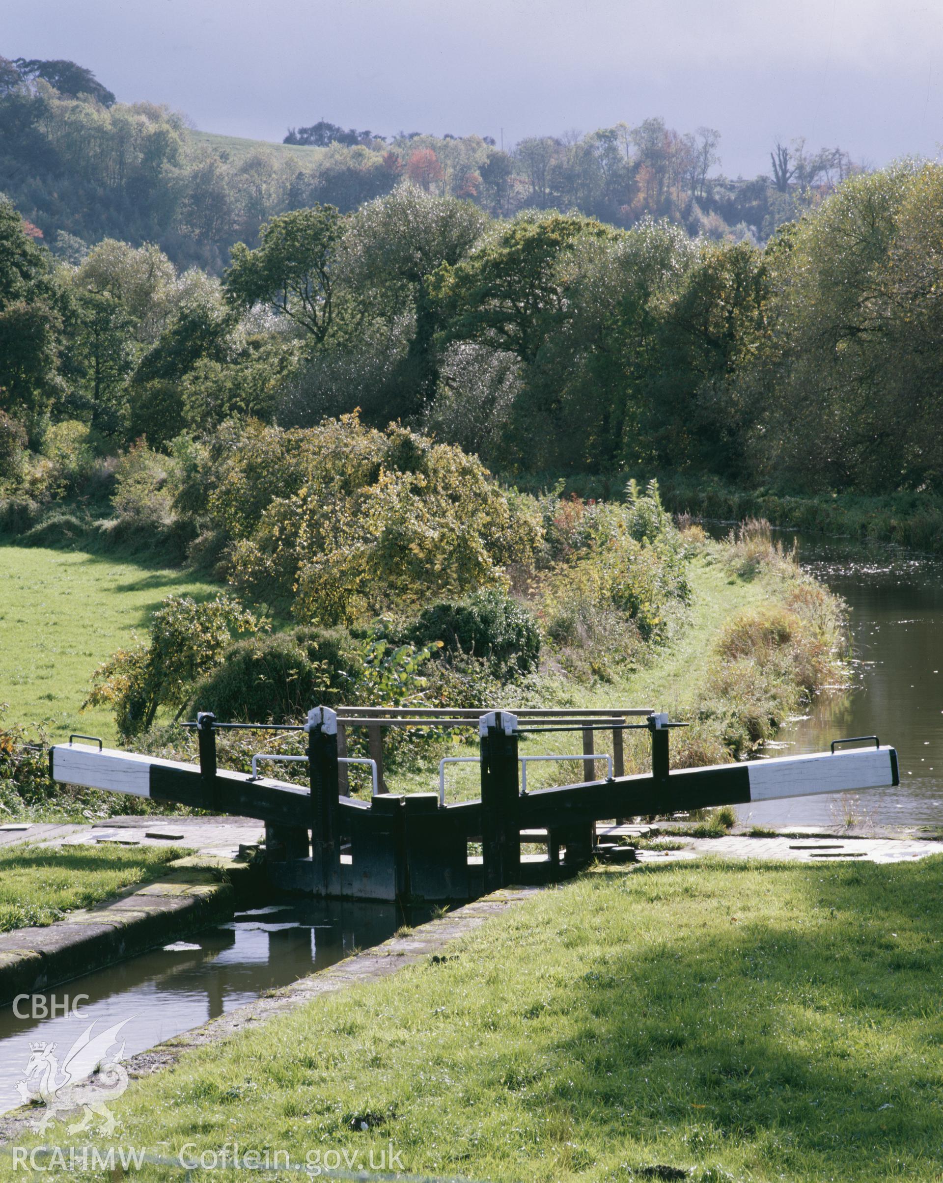 Colour transparency of Carreghofa Locks on Montgomeryshire Canal, taken by RCAHMW 1981