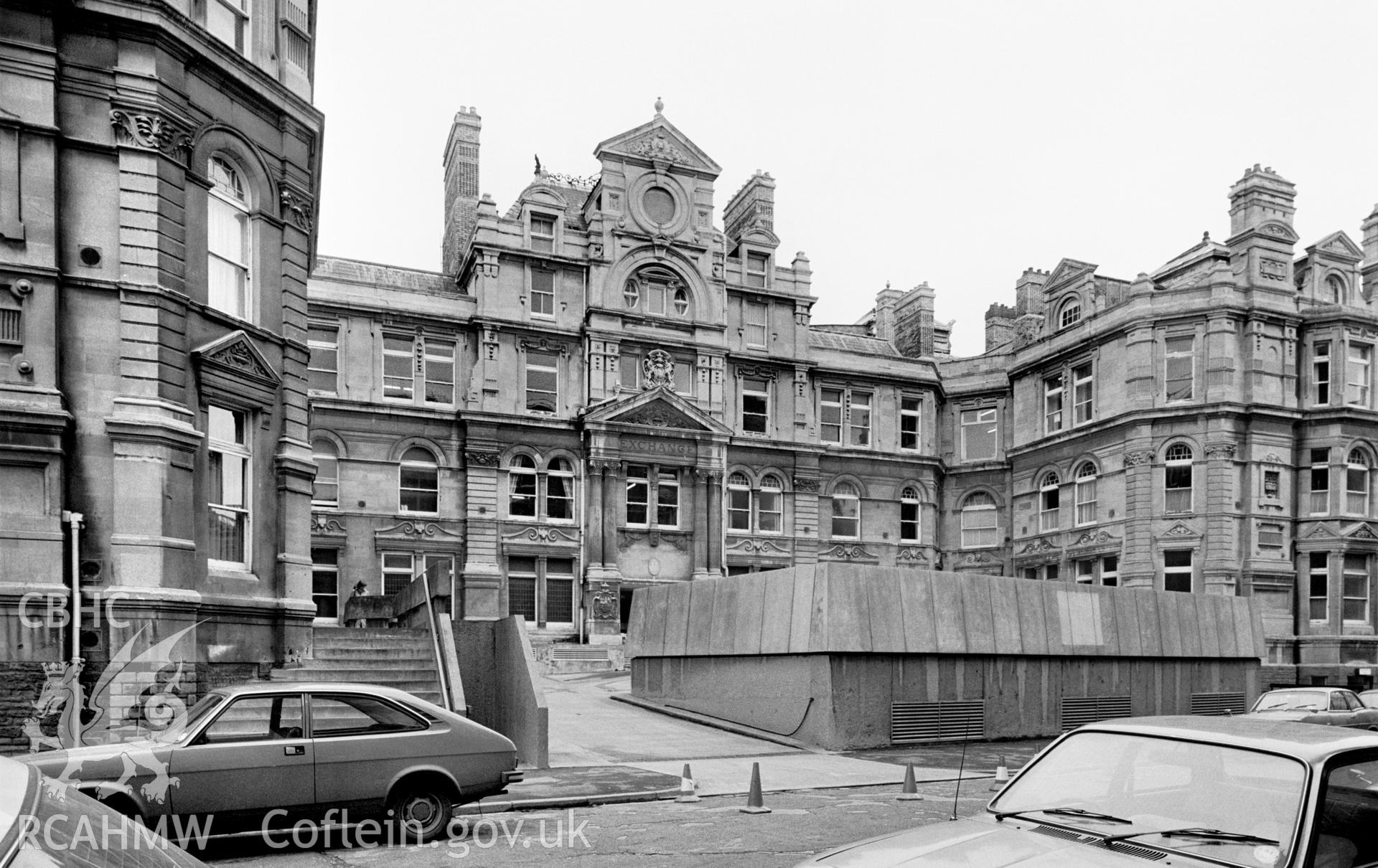Coal Exchange, Mount Stuart Square, Cardiff; one black and white photograph produced by RCAHMW 1981