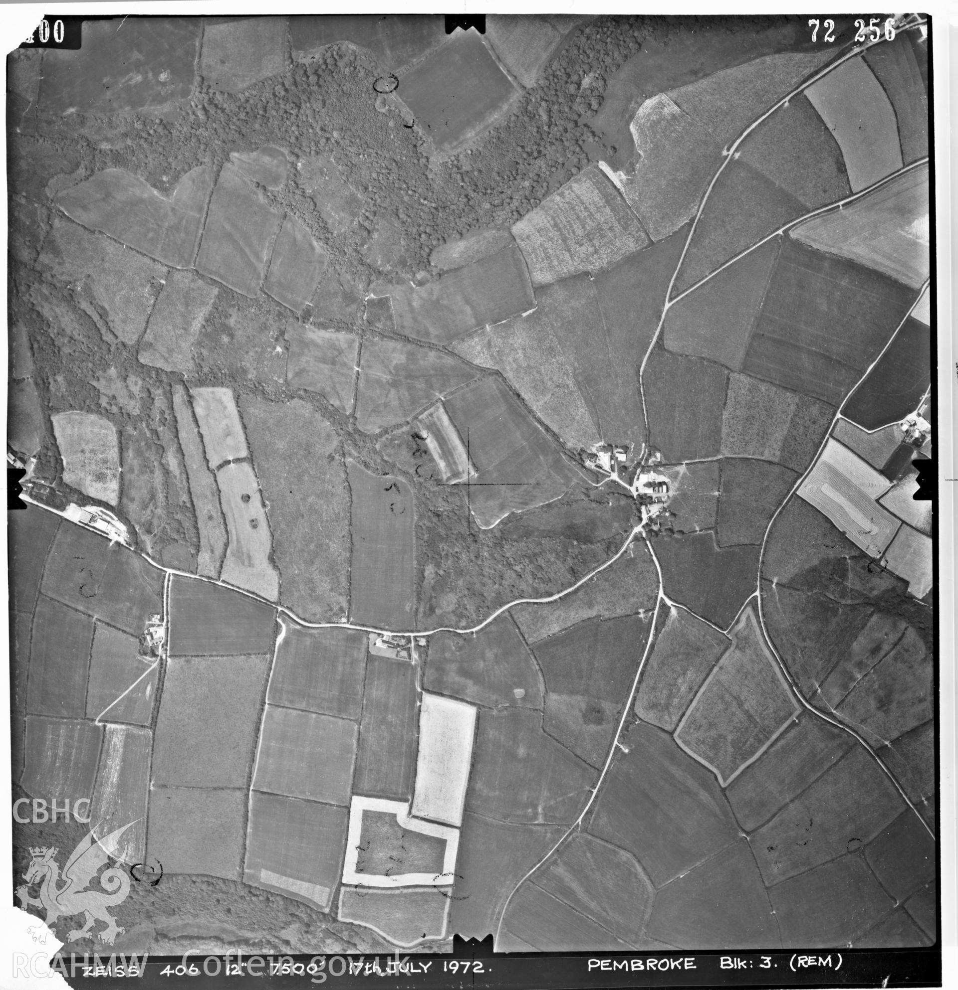 Digitized copy of an aerial photograph showing Brawdy area, taken by Ordnance Survey, 1972.