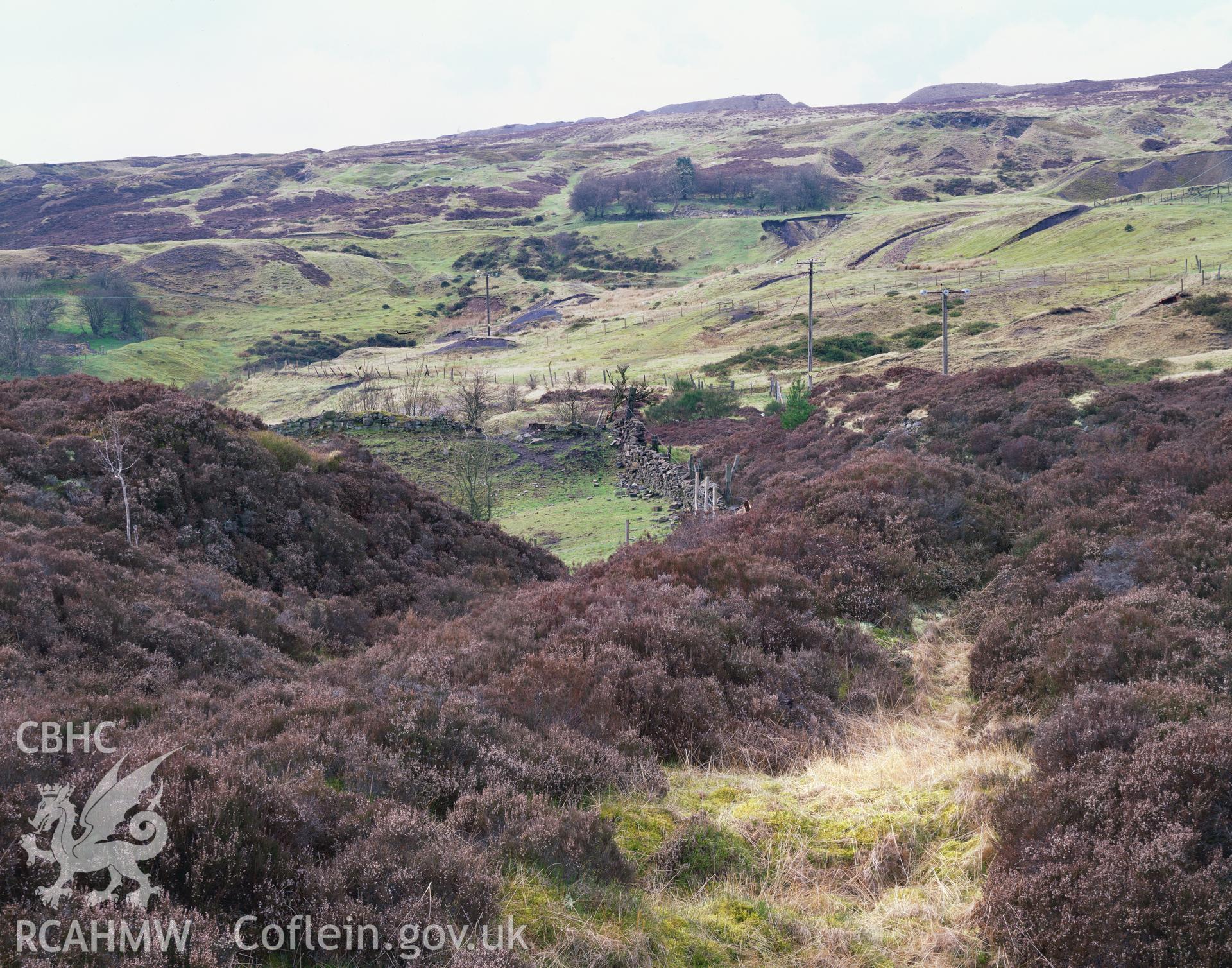 RCAHMW colour transparency showing view of coal and iron ore workings to the west of Abergavenny Road, Blaenavon taken by I.N. Wright, 1999