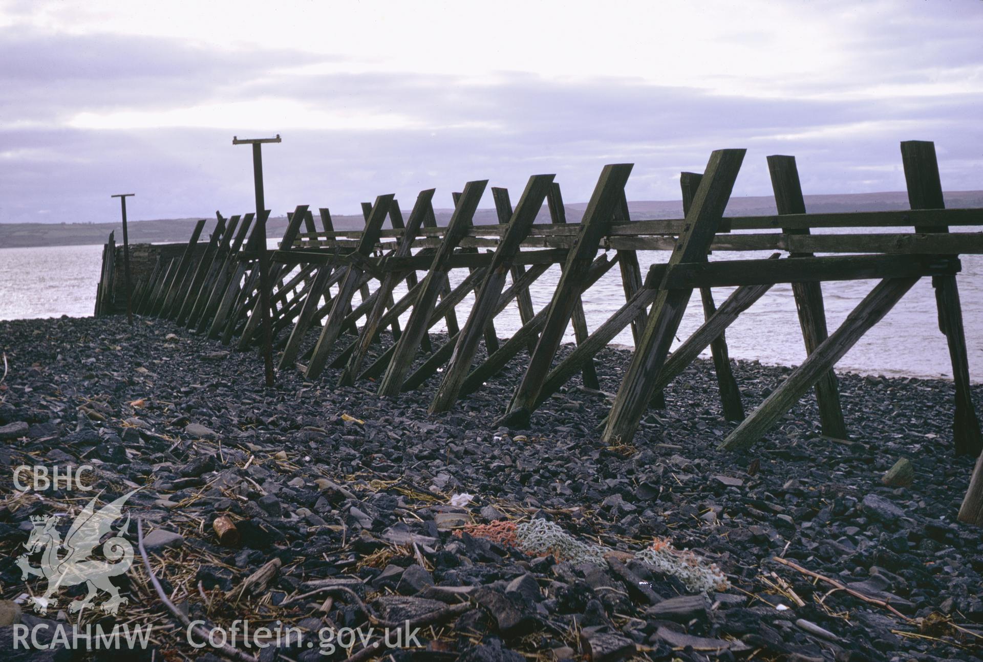 35mm clour slide showing Llanelli Harbour Pier, Llanelli, Carmarthenshire, by Dylan Roberts.