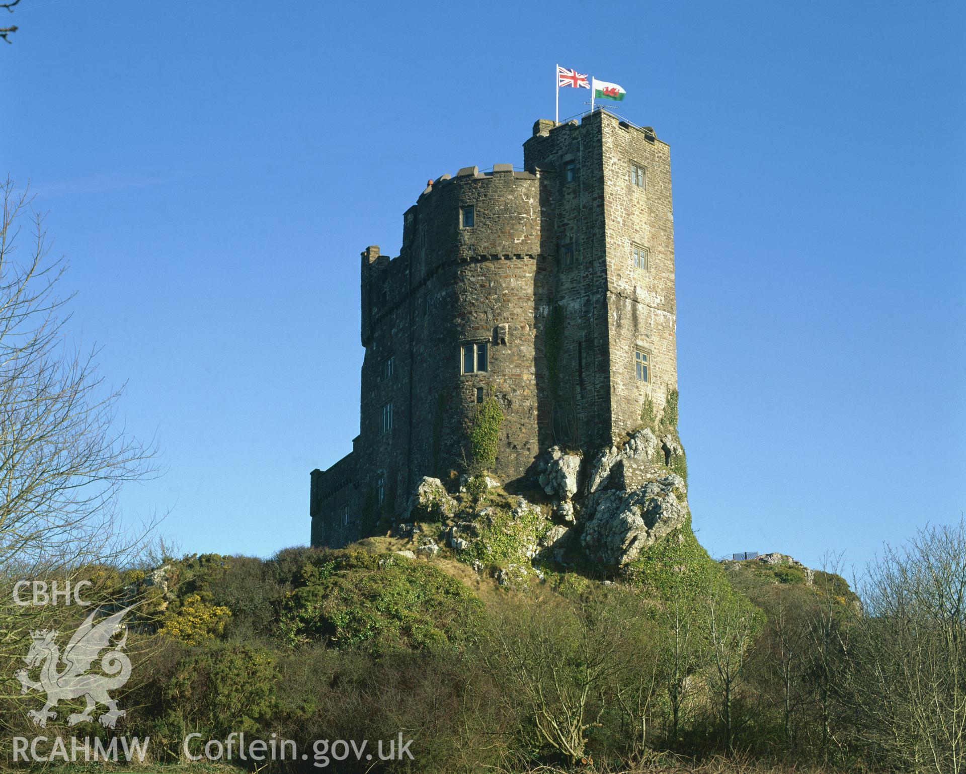 RCAHMW colour transparency showing view of Roch Castle, taken by Iain Wright, 2003.