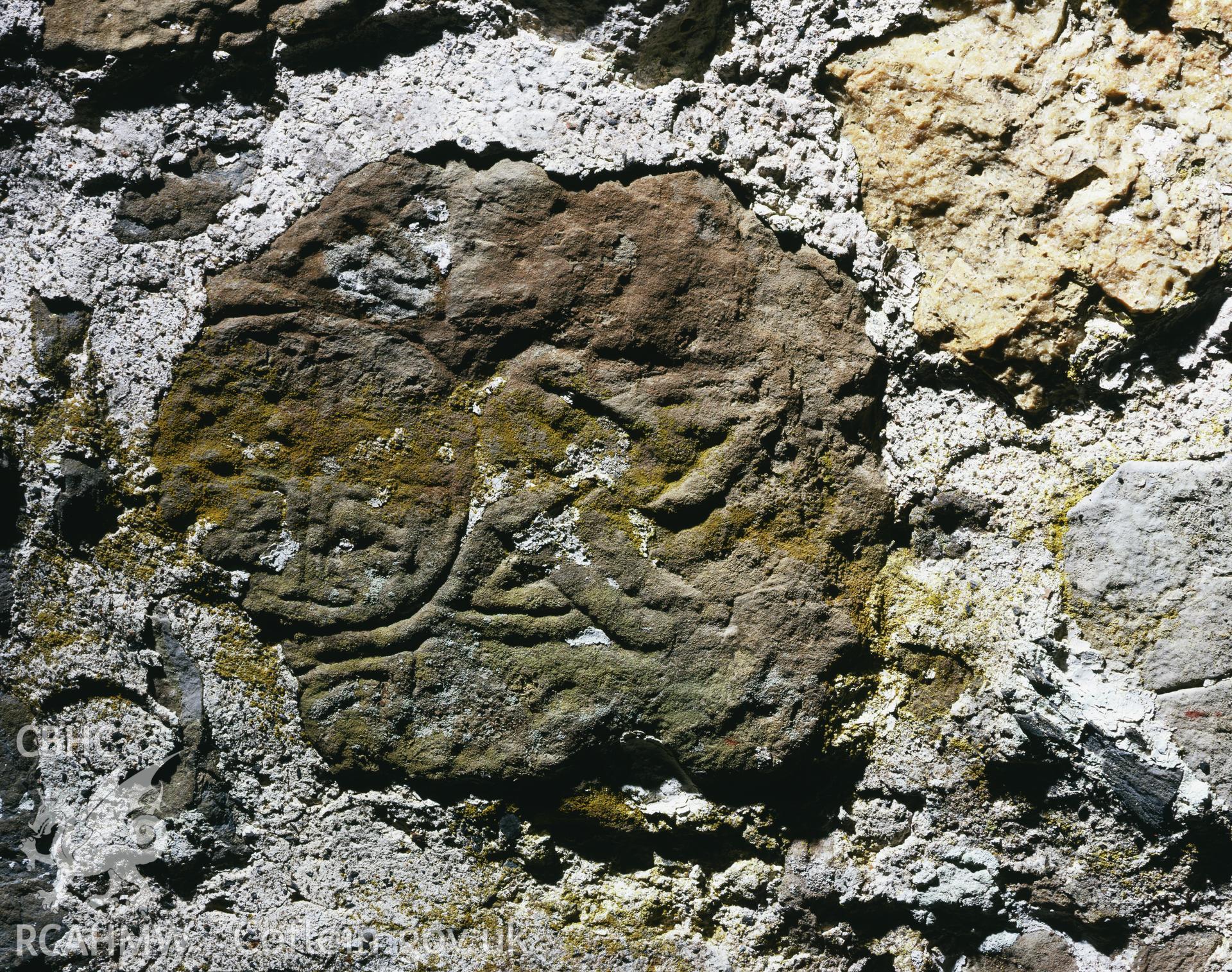 RCAHMW colour transparency showing early Christian stone at St Ishmael's Church, Camrose, taken by I.N. Wright, 2002