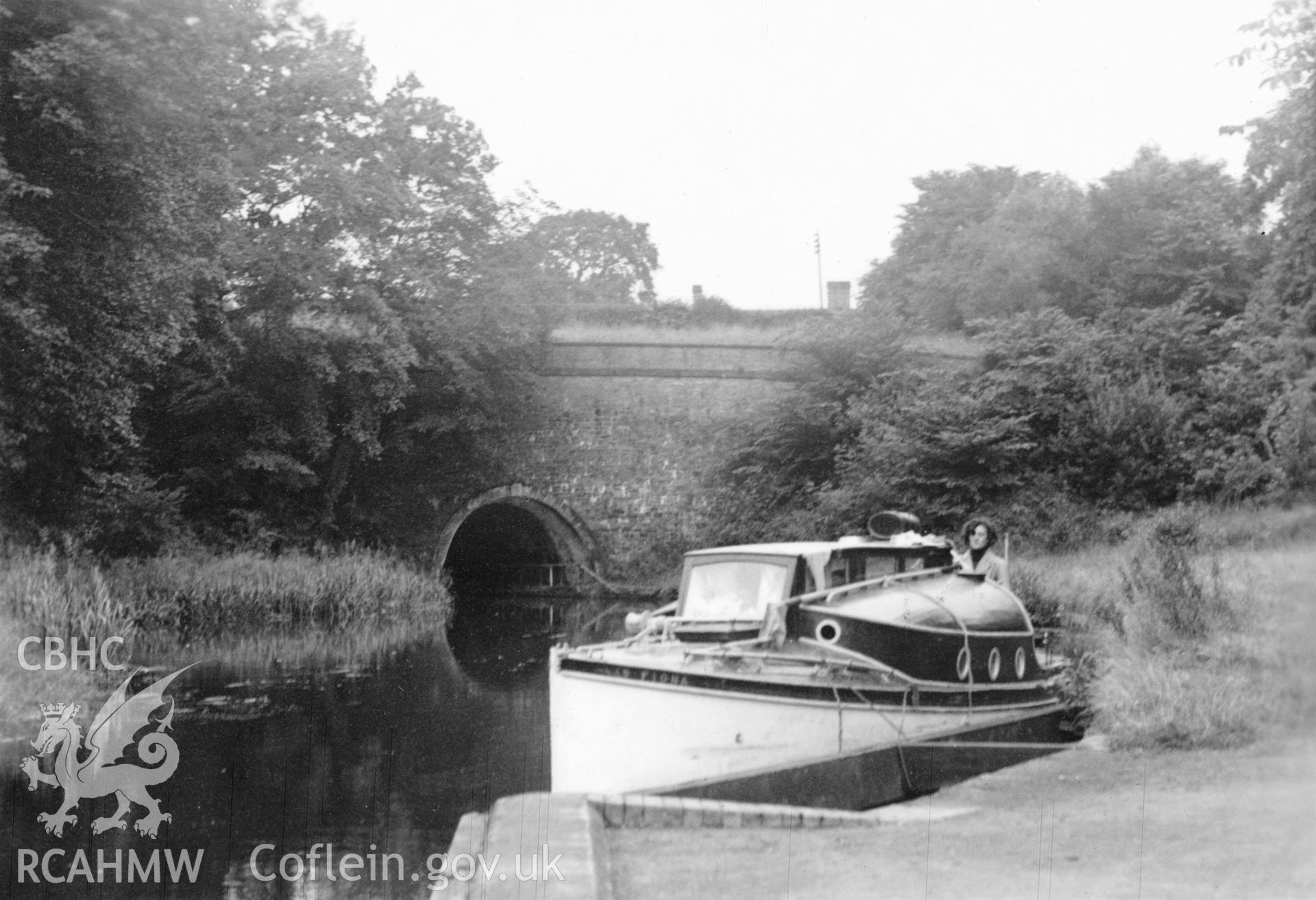 Chirk Tunnel; digitized copy of a circa 1940 black and white photograph taken from a photo album loaned for copying by Anne Eastham.
