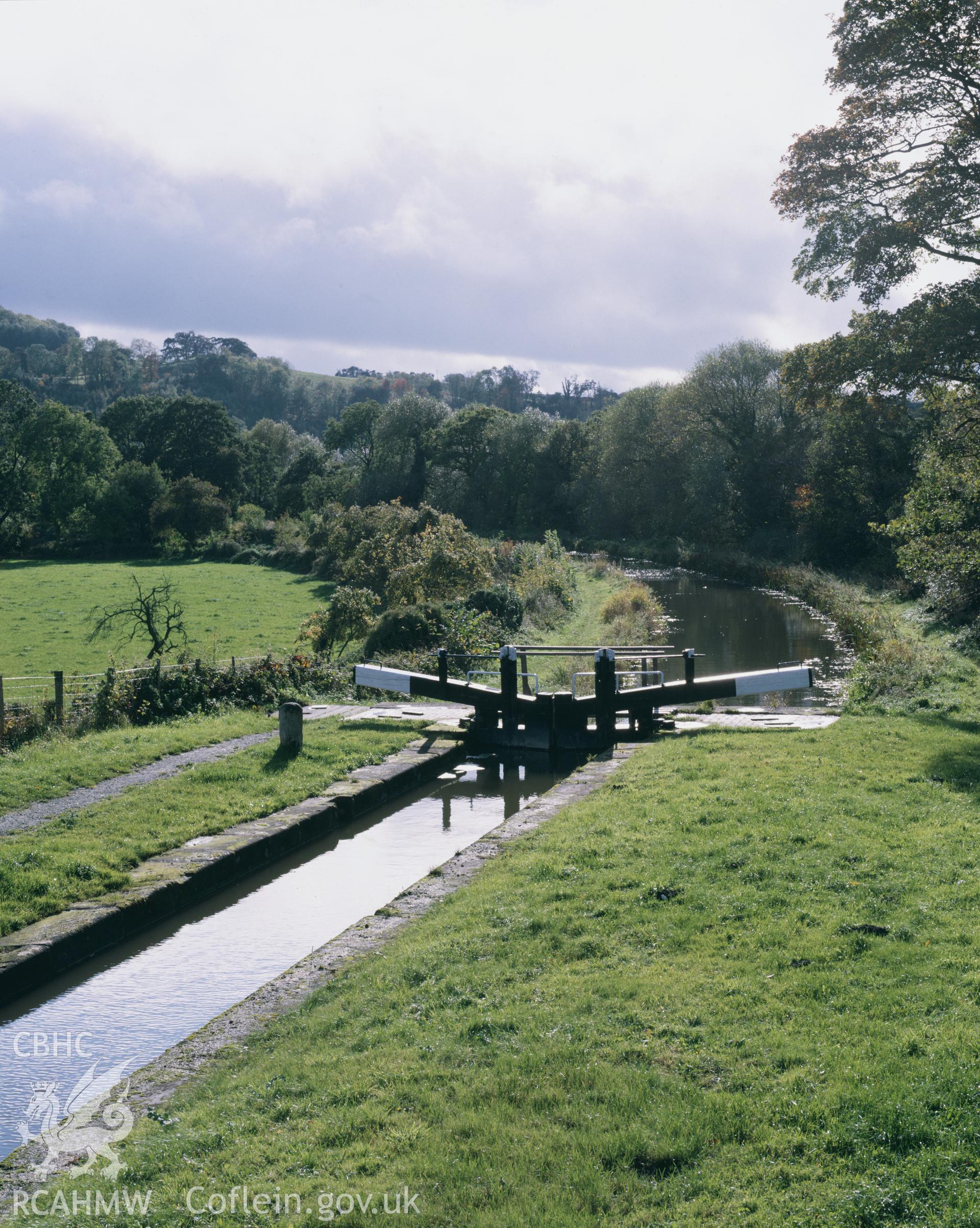 Colour transparency of Carreghofa Locks on Montgomeryshire Canal, taken by RCAHMW 1981