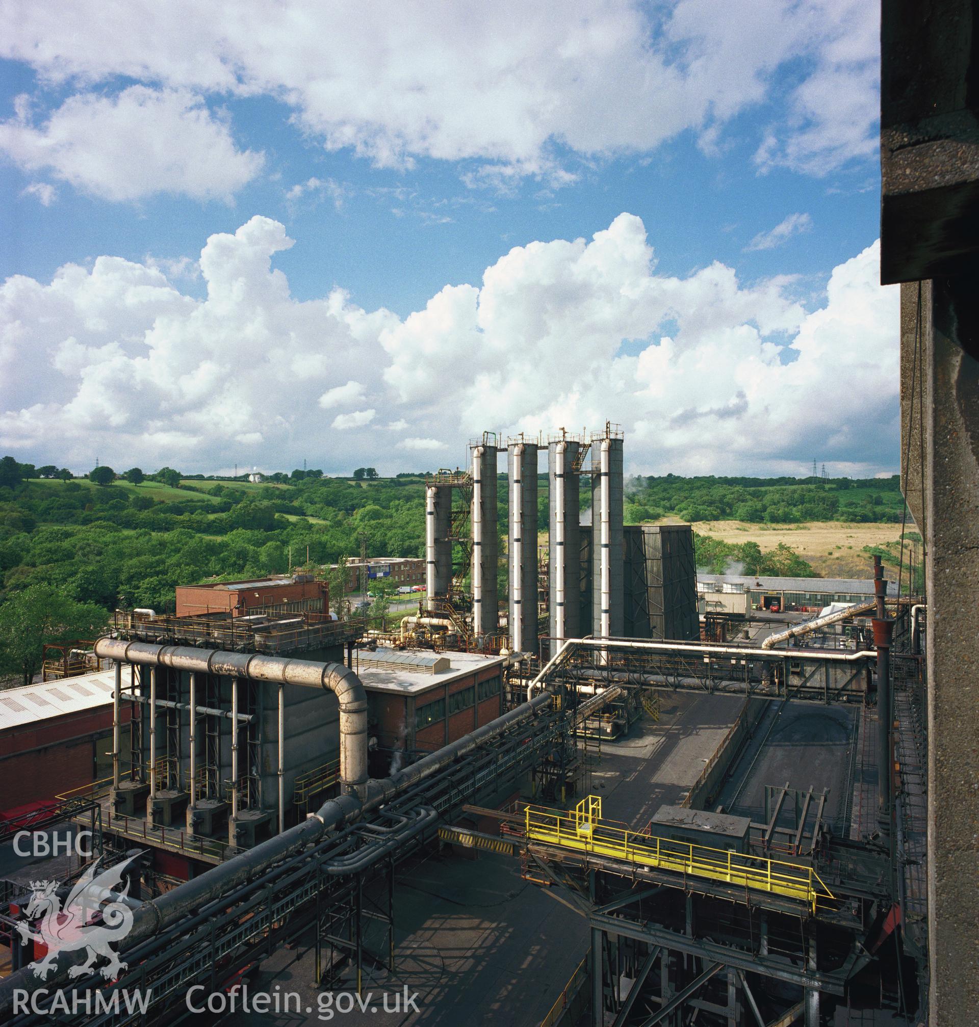 Colour transparency showing  view of Cwm Coking Works, Llantwit Farde, produced by Fleur James, 2005.