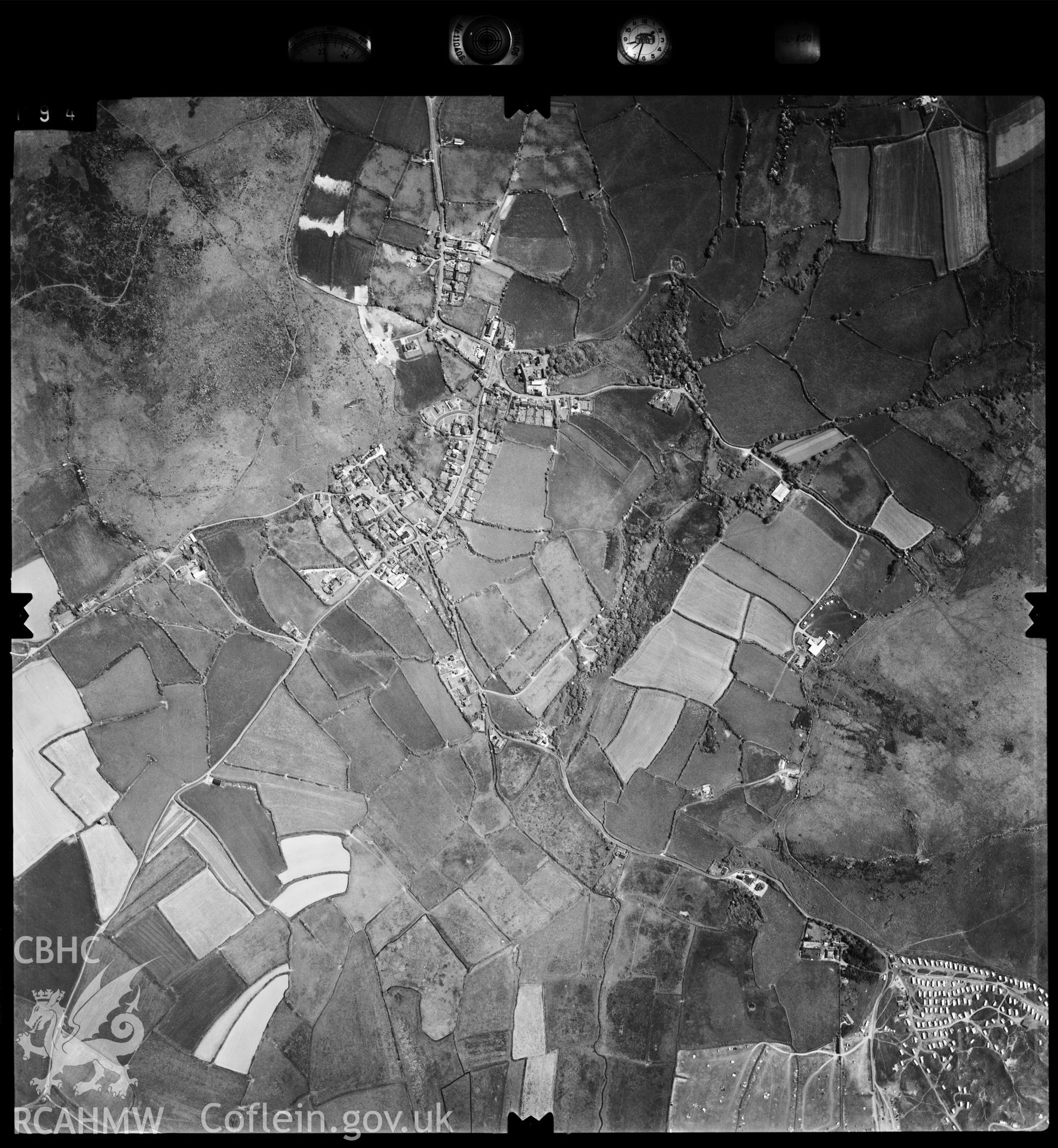 Digitized copy of an aerial photograph showing Llangennith, taken by Ordnance Survey, 1992.