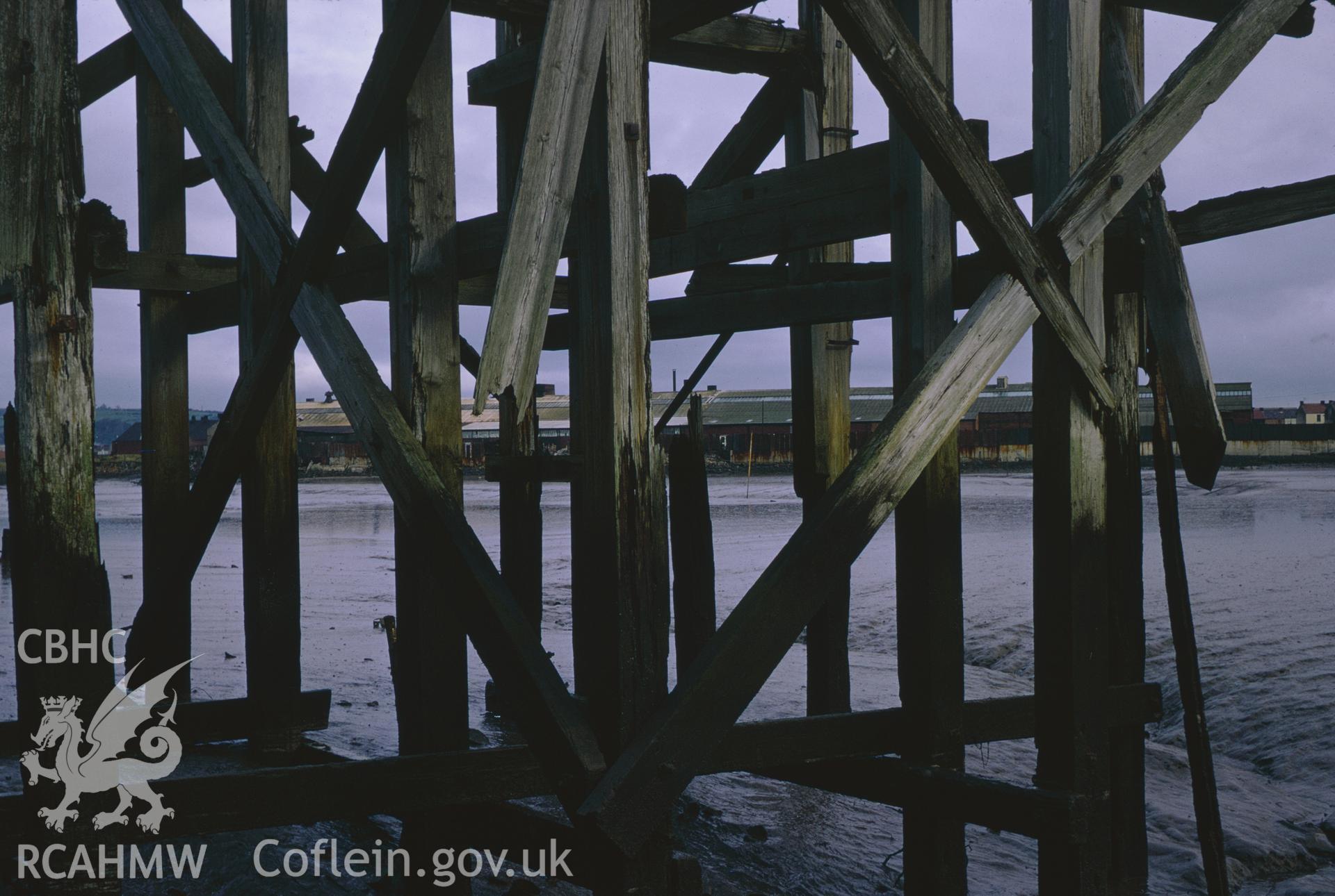 35mm colour slide of Llanelli Harbour, Loading Stage, Llanelli, Carmarthenshire, by Dylan Roberts, undated.