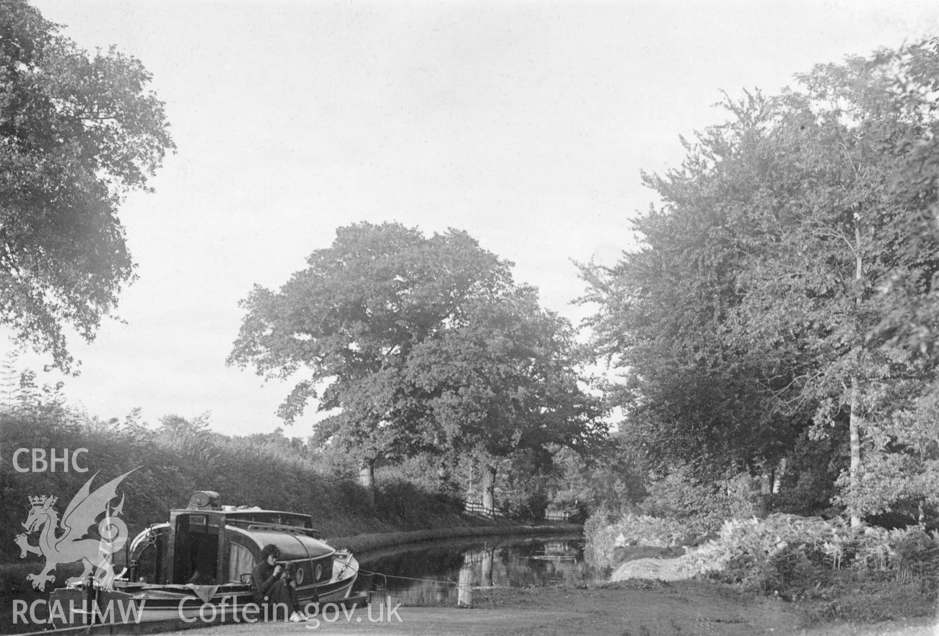 Llangollen Canal; digitized copy of a circa 1940 black and white photograph taken from a photo album loaned for copying by Anne Eastham.