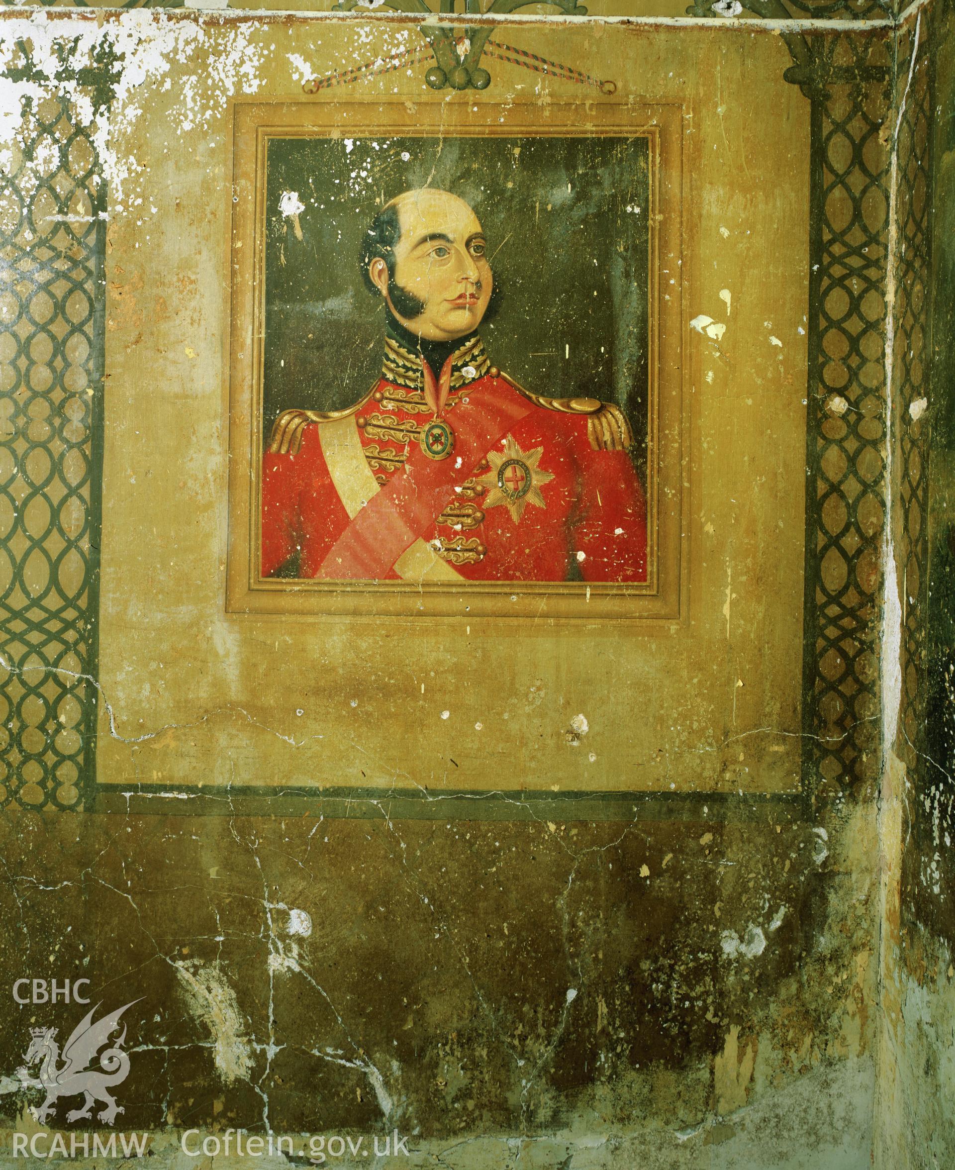 RCAHMW colour transparency showing framed portrait of a naval officer, at Elwy Bank, St Asaph, photographed by Iain Wright, November 2003.