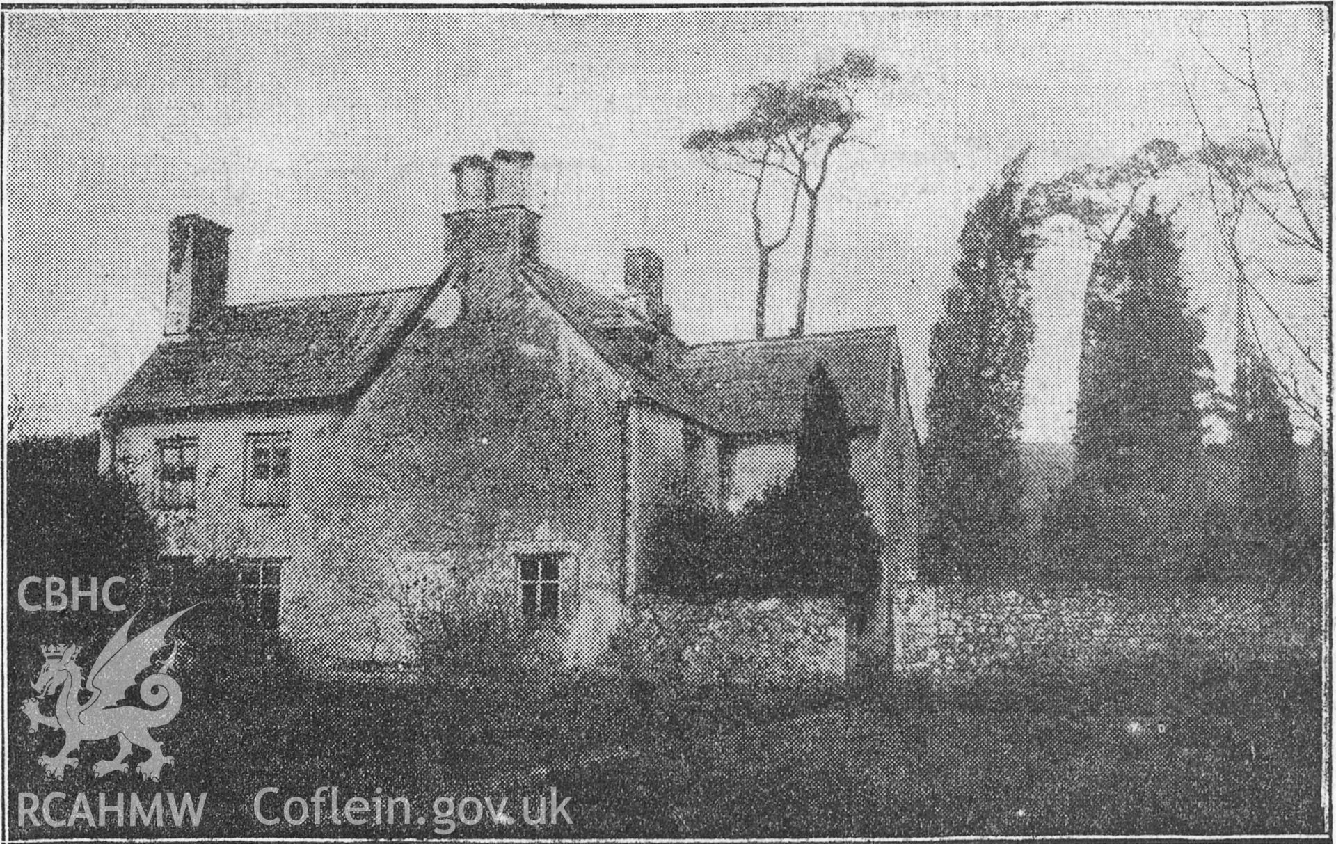 Risca House, Risca; illustrated newspaper article copied from the Welsh Country Homes series, published in the South Wales Daily News, dated 6th April 1912