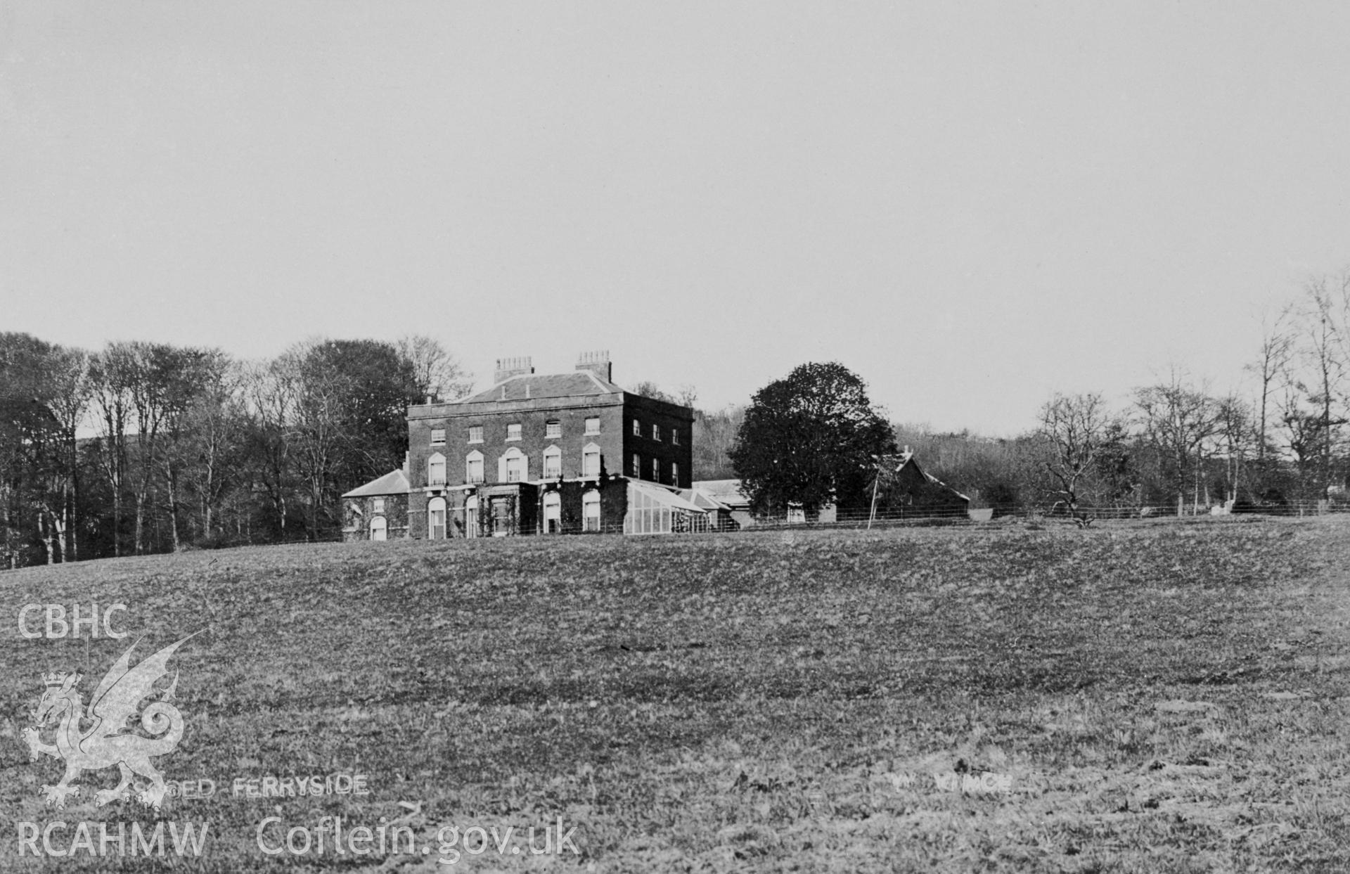 Black and white print of Iscoed, Ferryside, copied from an original in the possession of Thomas Lloyd. Copy negative held.