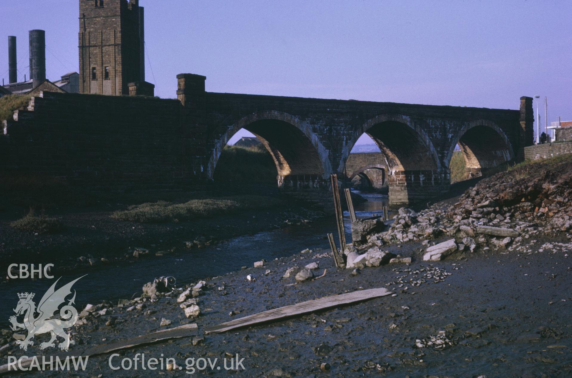 35mm slide of Railway Bridge, Llanelli Dock, Llanelli, Carmarthenshire, by Dylan Roberts.