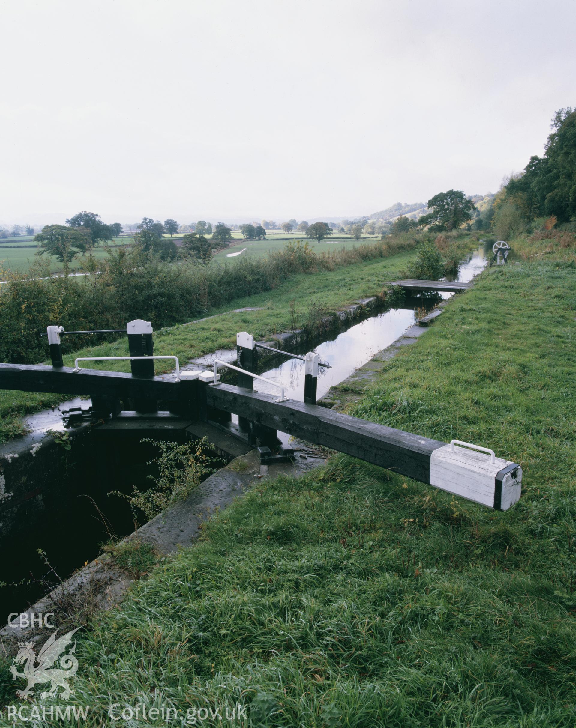 Colour transparency of Carreghofa Locks on Montgomeryshire Canal, taken by RCAHMW 1981
