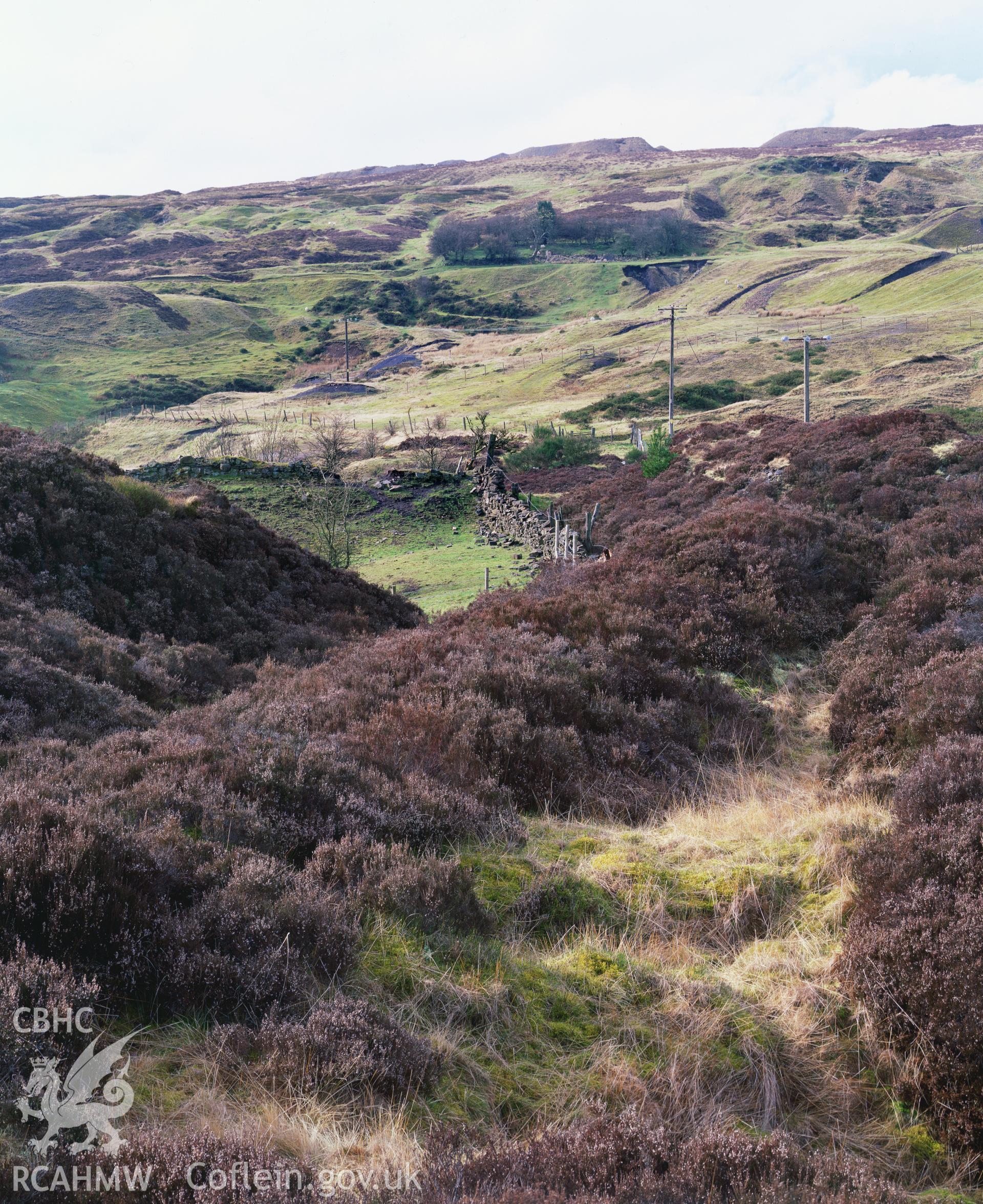 RCAHMW colour transparency showing view of coal and iron ore workings to the west of Abergavenny Road, Blaenavon taken by I.N. Wright, 1999