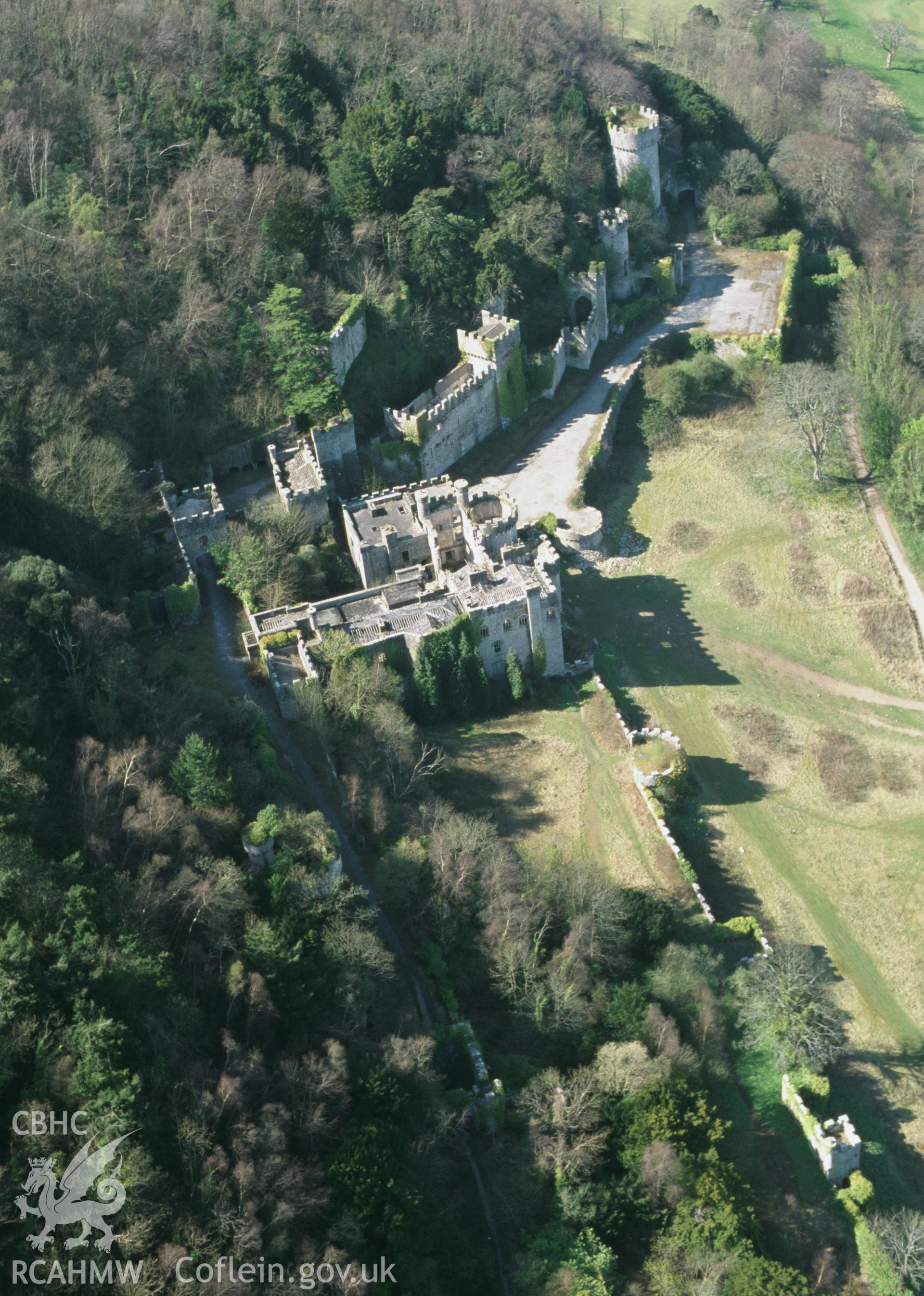 RCAHMW colour oblique aerial photograph of Gwrych Castle. Taken by Toby Driver on 08/04/2003