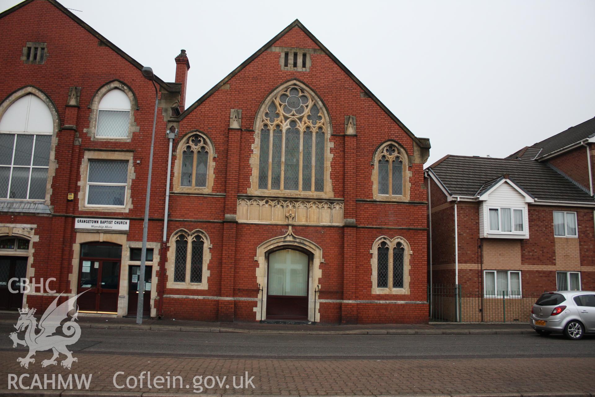 Front elevation with adjoining Sunday school to the left.