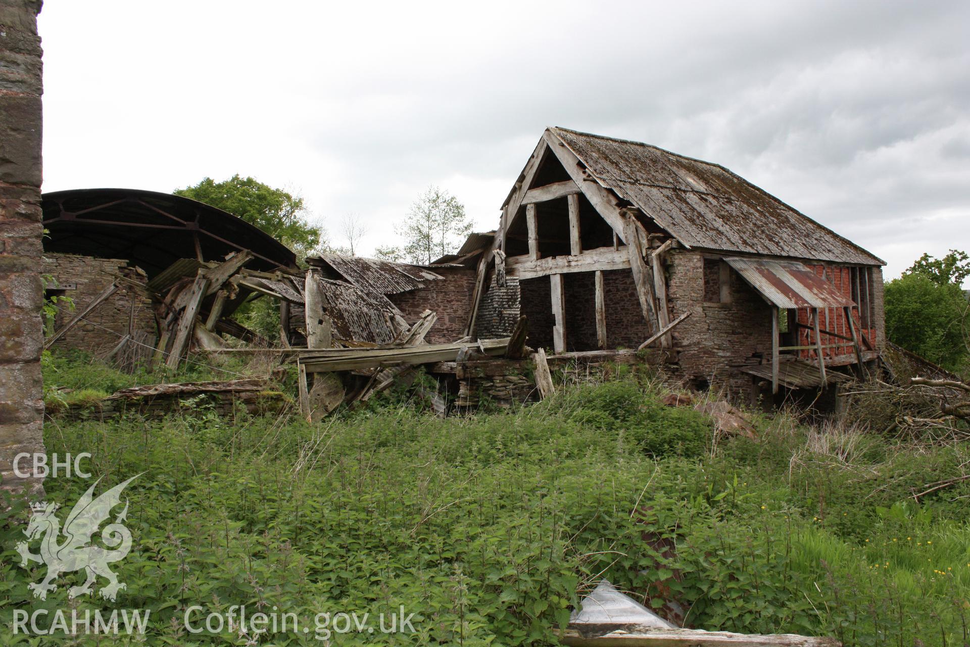 3/4 view from north-east showing barn range & granary.