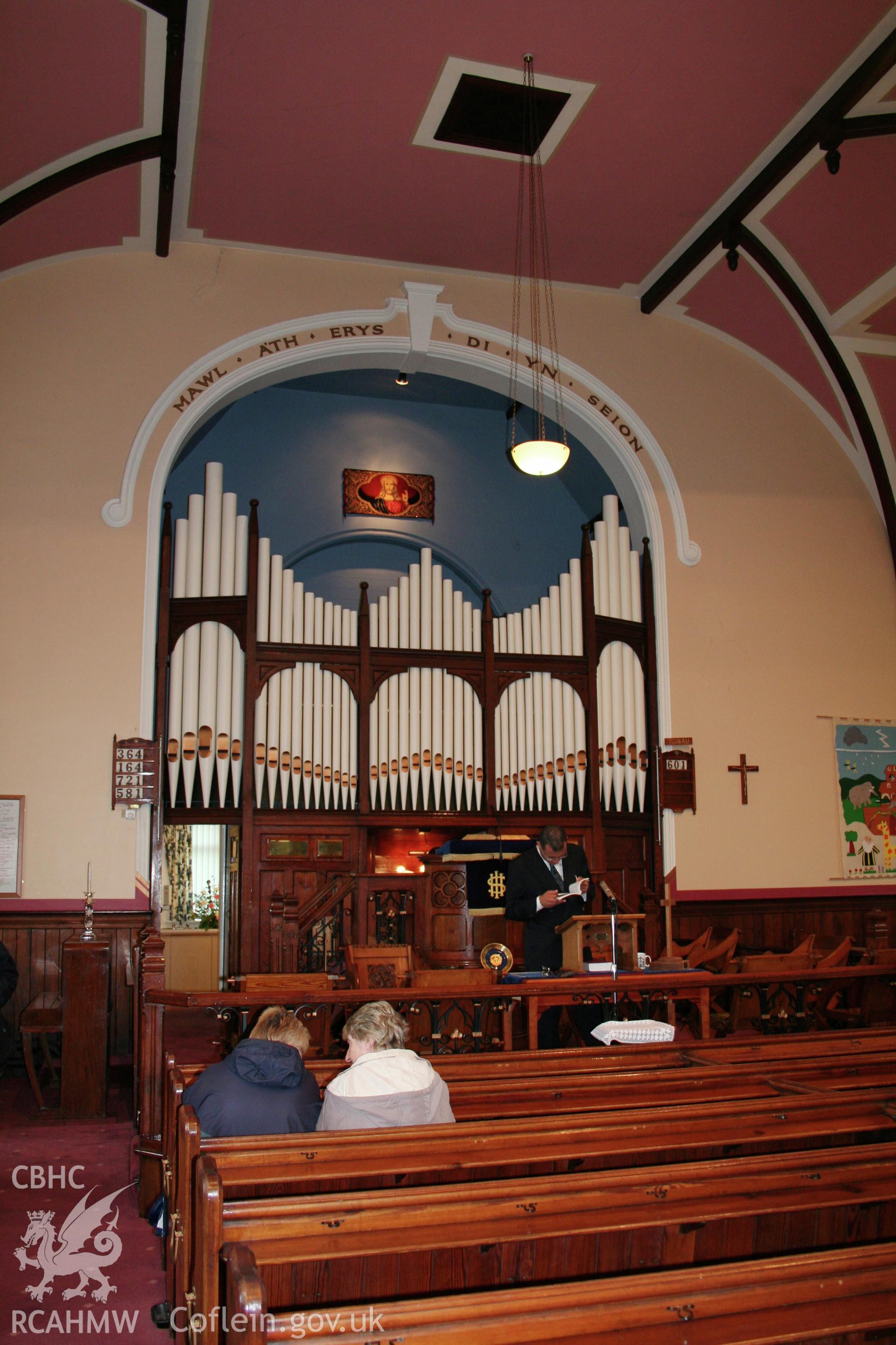 Bethel chapel interior, detail of Sedd Fawr area.