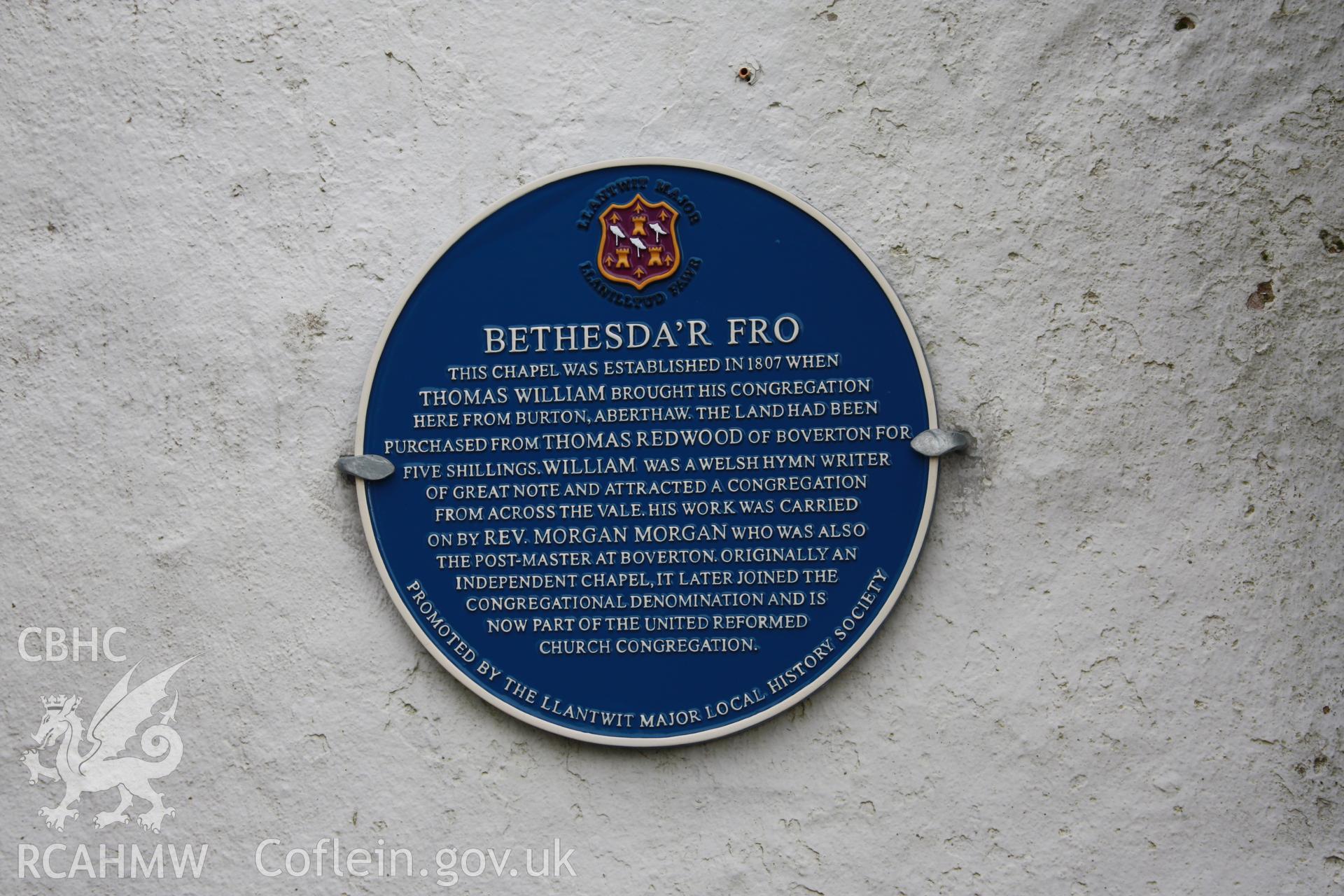 Blue plaque by local historical society.