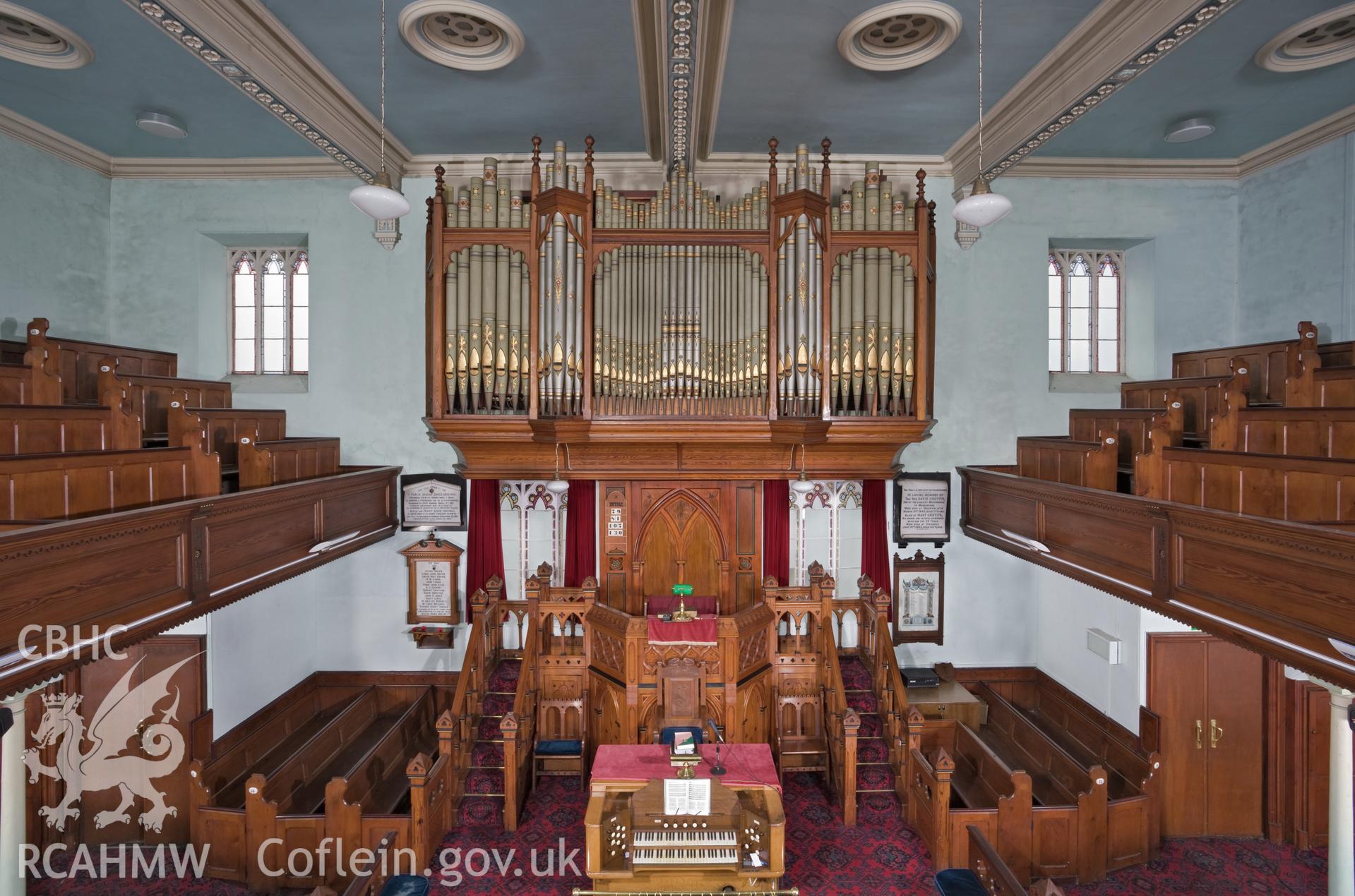Sedd Fawr and organ from the gallery.