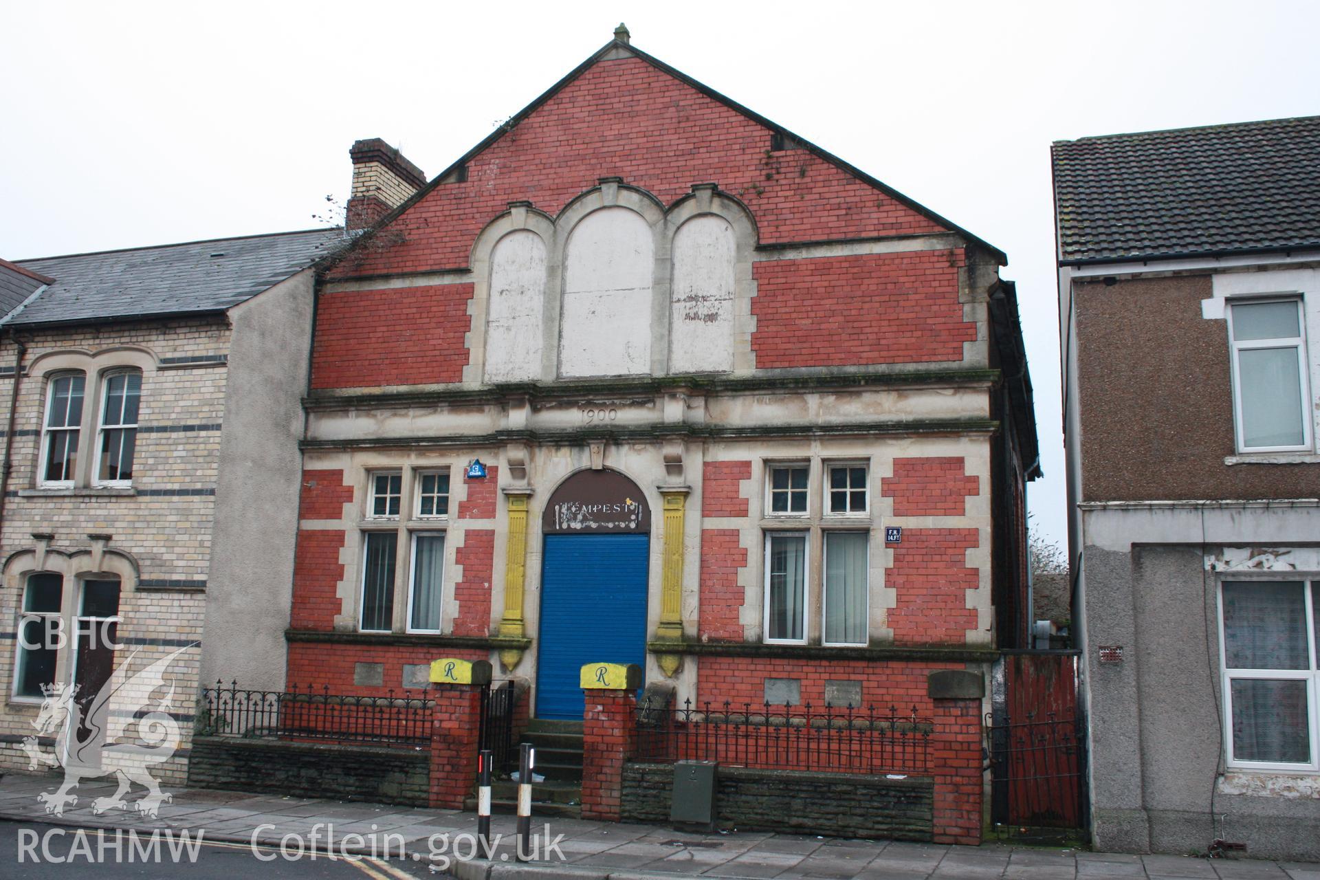 Colour digital photographic survey of Clare Road English Independent Chapel, Grangetown, by Scott Lloyd 21/01/2010, consisting of one image.
