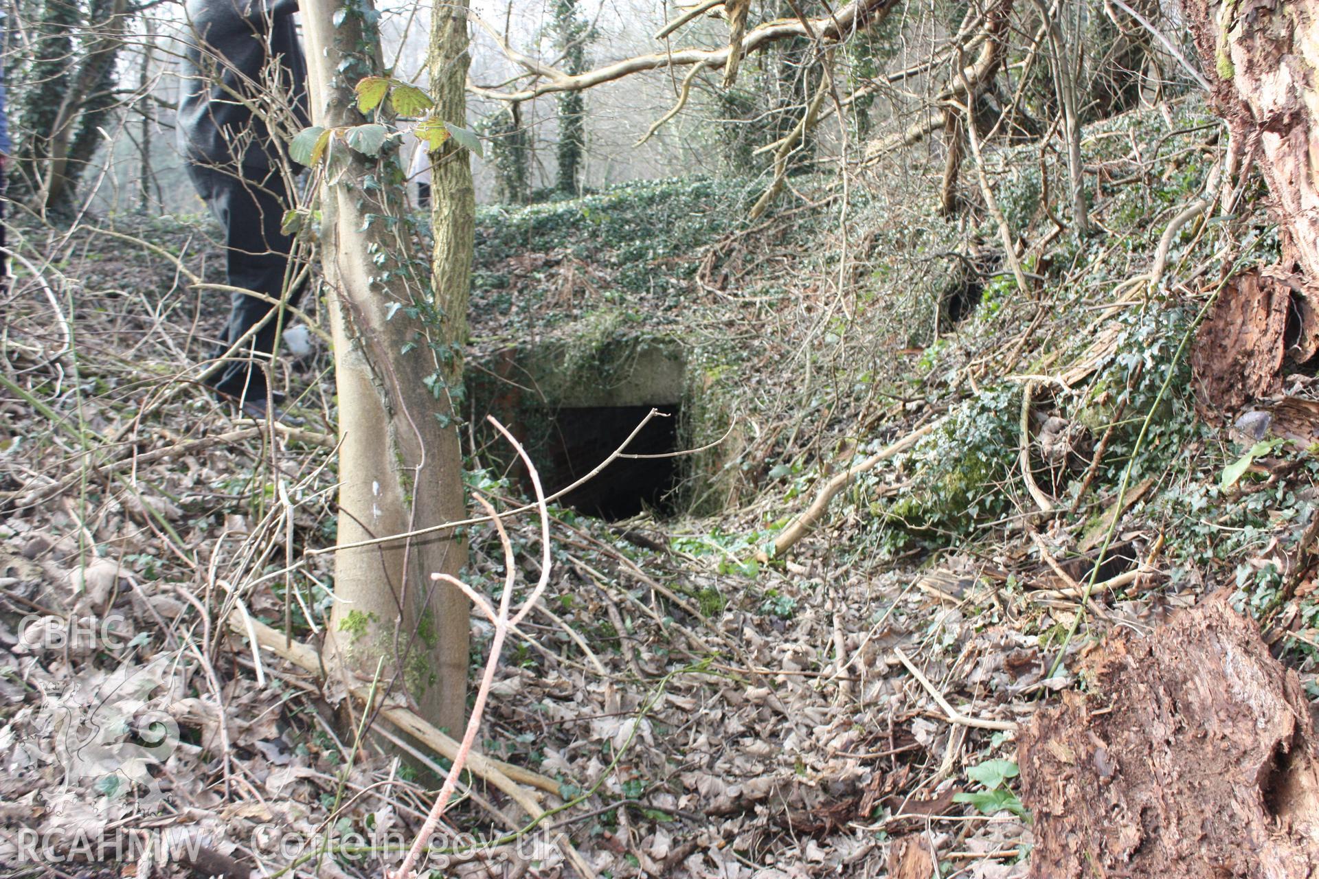 Former coal and clay mining shaft, converted to a storm drain in the 1940s when the modern road was built.