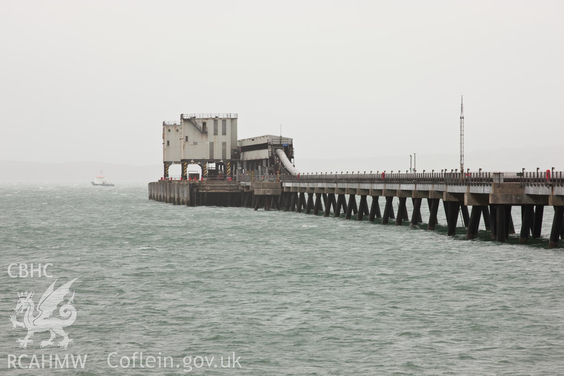 The two travelling unloaders and main jetty conveyor belt situated at the end of the Salt Island Jetty. Taken by Iain Wright, 5/10/11