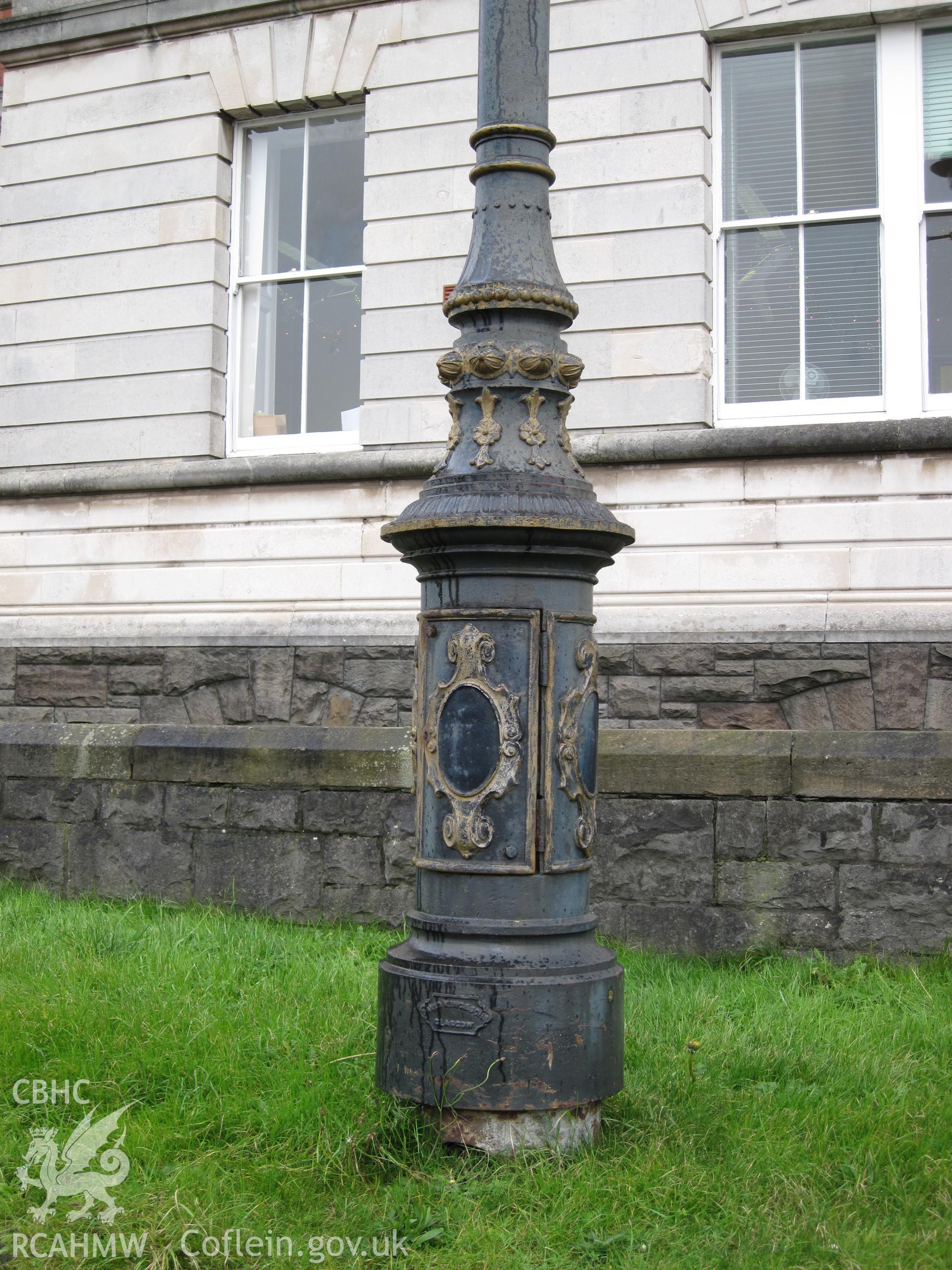 Base of southwest lamp post at Barry Docks Office, taken by Brian Malaws on 16 December 2009.