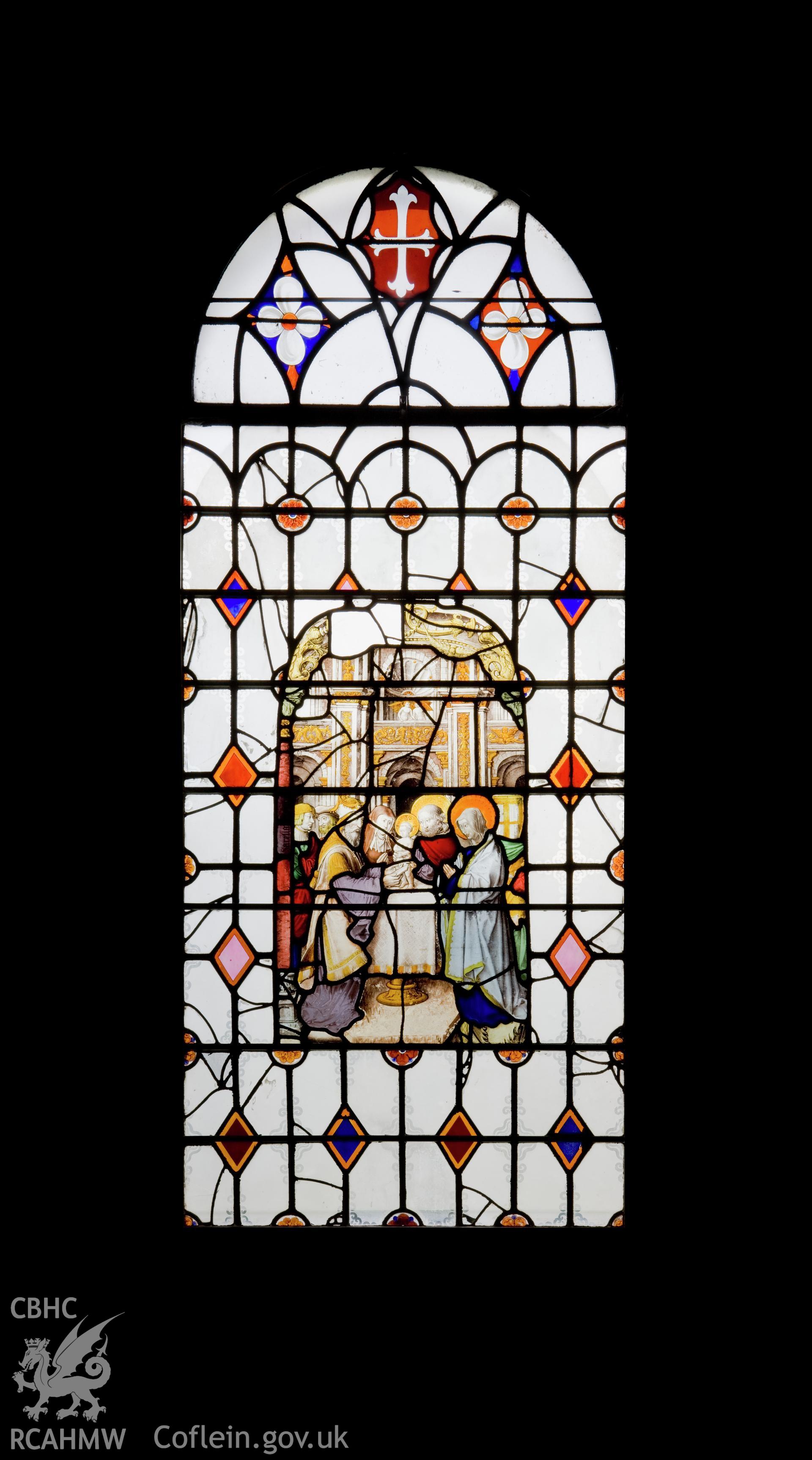 Stained glass in west wall.