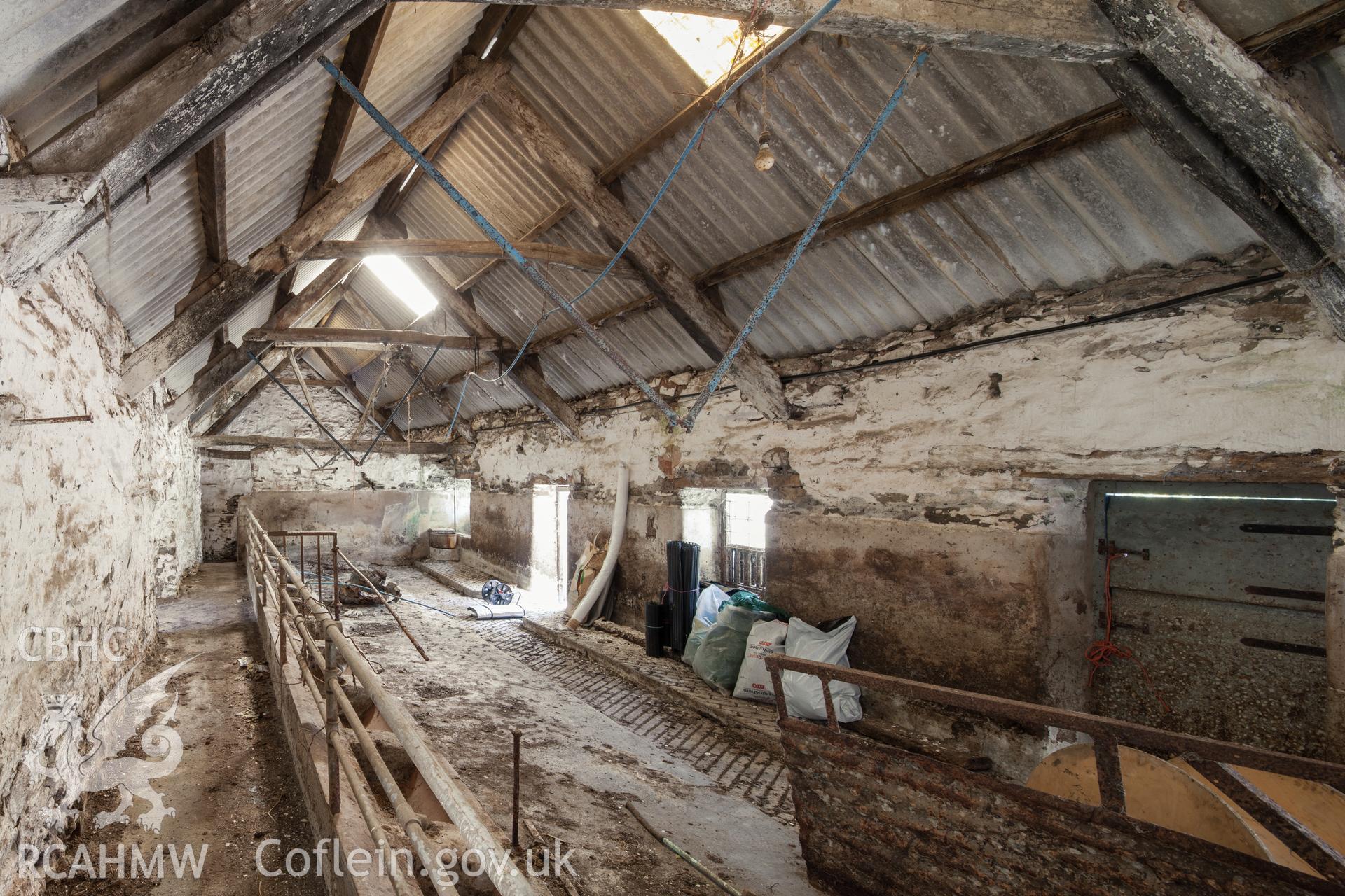 Interior of west wing of barn from the northeast.