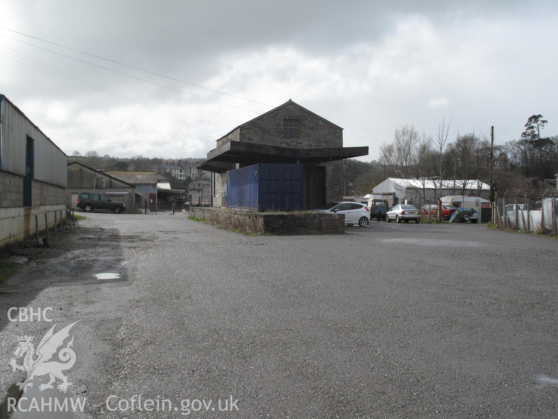 Goods Shed, Cardigan Railway Station, from the east, taken by Brian Malaws on 14 April 2010.