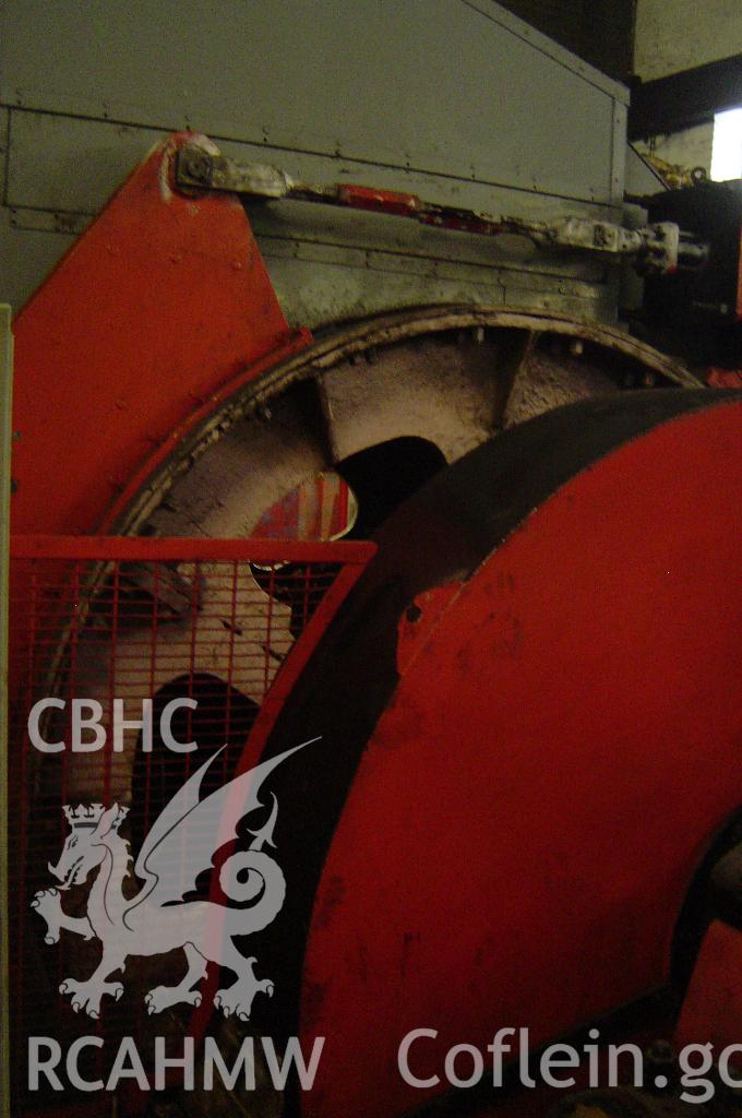 Tower Colliery winder: winding drum and brake, taken by Brian Malaws on 14 January 2008.
