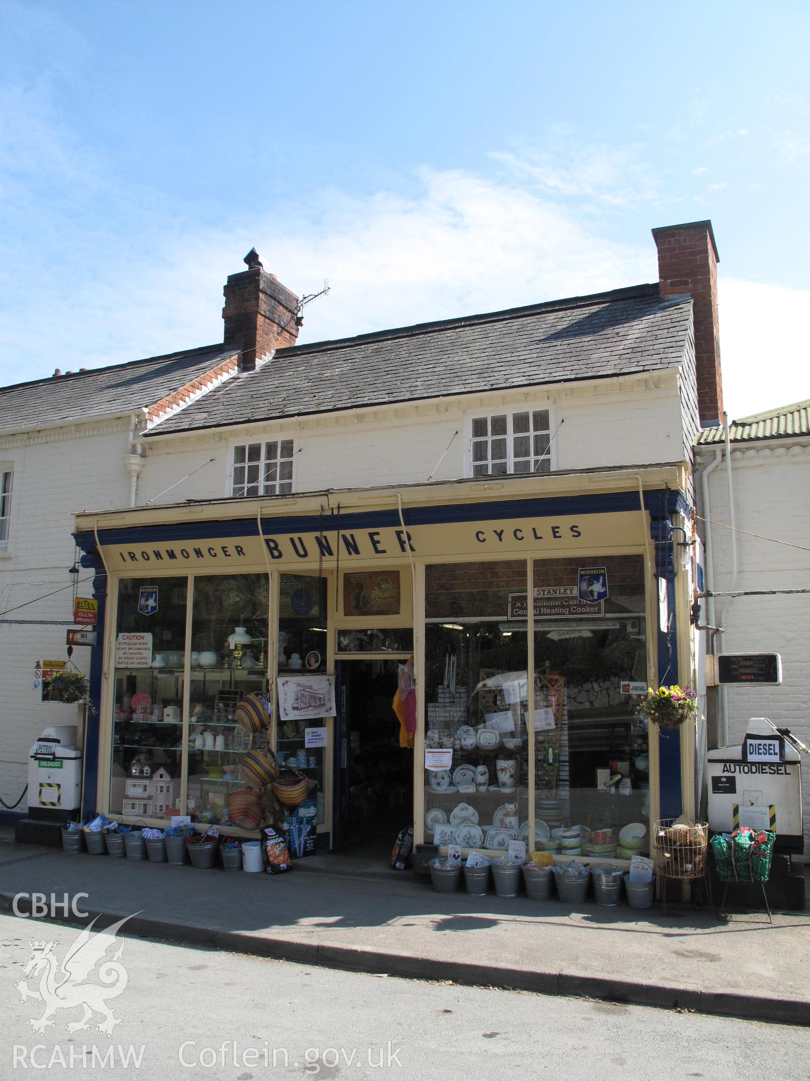 Bunner's Ironmongers, Montgomery, from the west, taken by Brian Malaws on 23 April 2010.